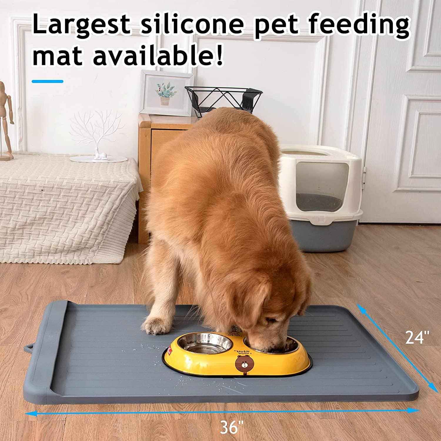 Pet Food Mat For Dog & Cat, Waterproof Pet Feeding Mat, Non Slip