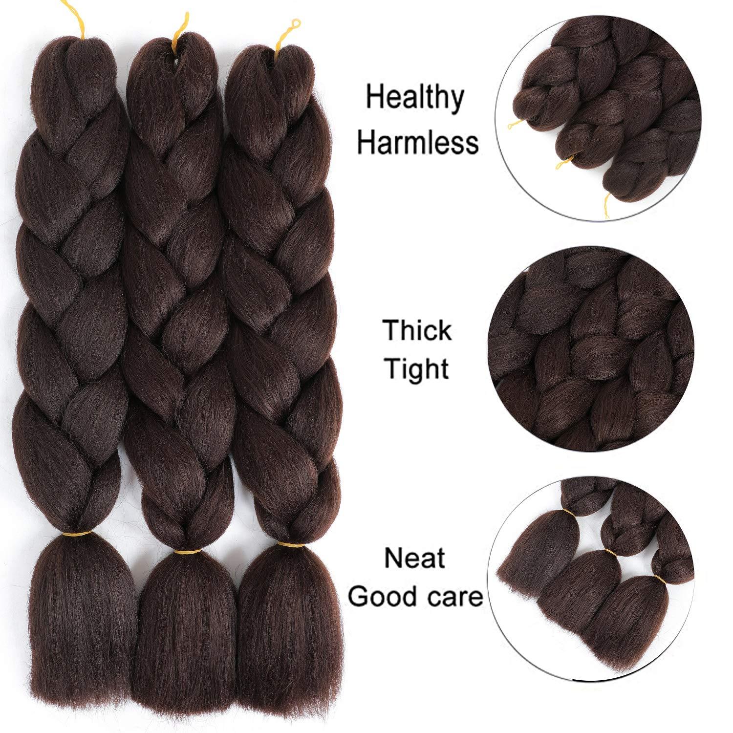 SuCoo Kanekalon Braiding Hair Extensions High Temperature Synthetic Fiber  Jumbo Braiding Hair Extensions Crochet Twist Braids With Small Free Gifts  24inch 3pcs/lot(Dark Green)