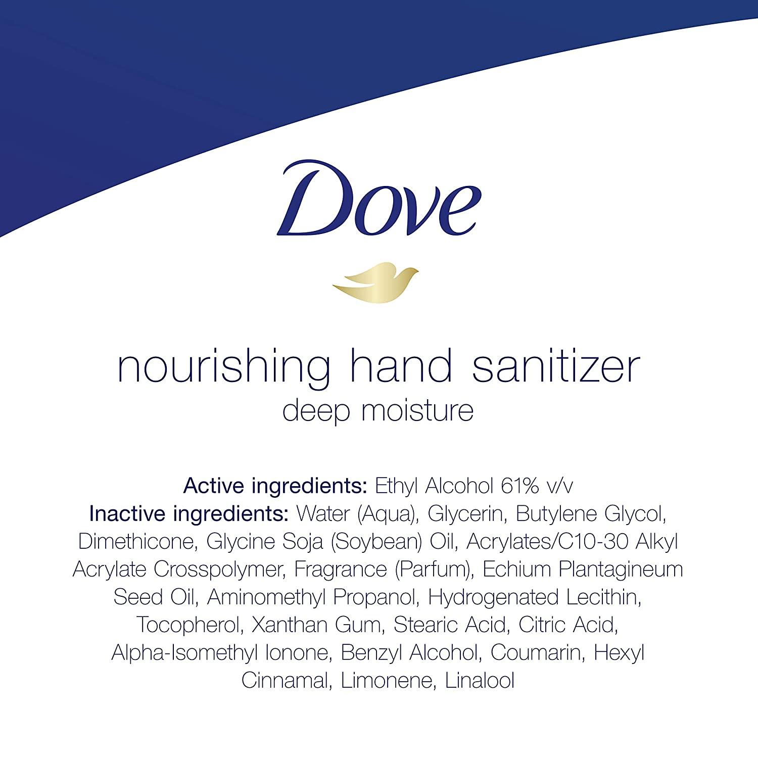 Dove Nourishing Hand Sanitizer Deep Moisture Antibacterial Gel with 61%  Alcohol and Lasting Moisturization For Up to 8 Hours 99.99% Effective  Against Many Germs 8 oz 
