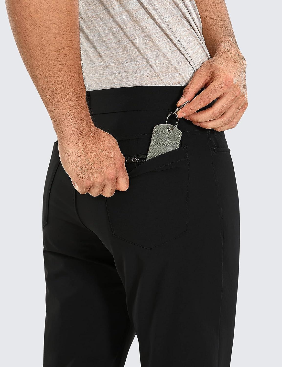 CRZ YOGA Men's Stretch Golf Pants - 33/35'' Slim Fit Work Pants Stretch  Waterproof 5-Pocket Thick Travel Pants
