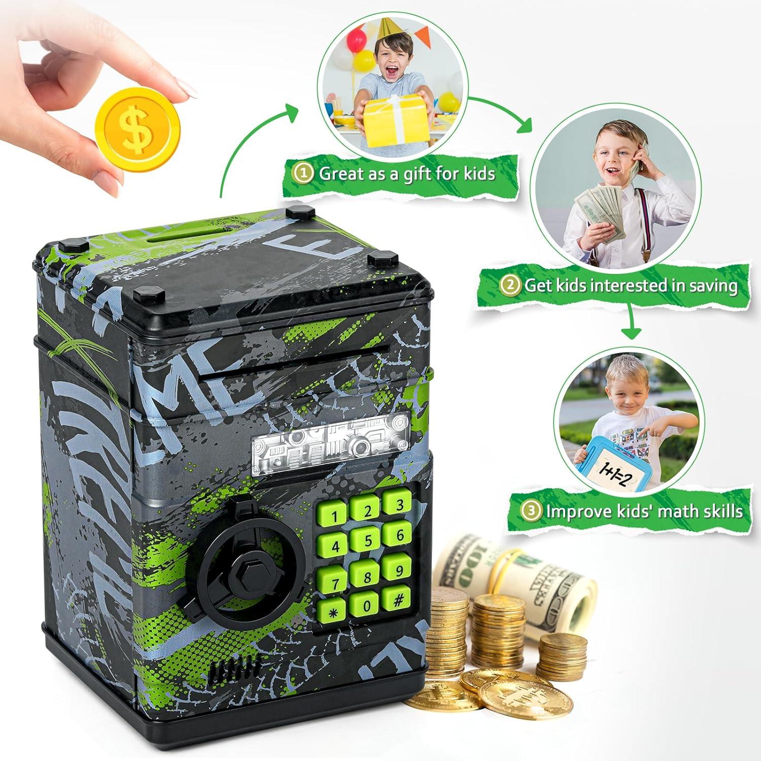 ATM Piggy Bank for Boys Girls Vcertcpl Mini ATM Coin Bank Money
