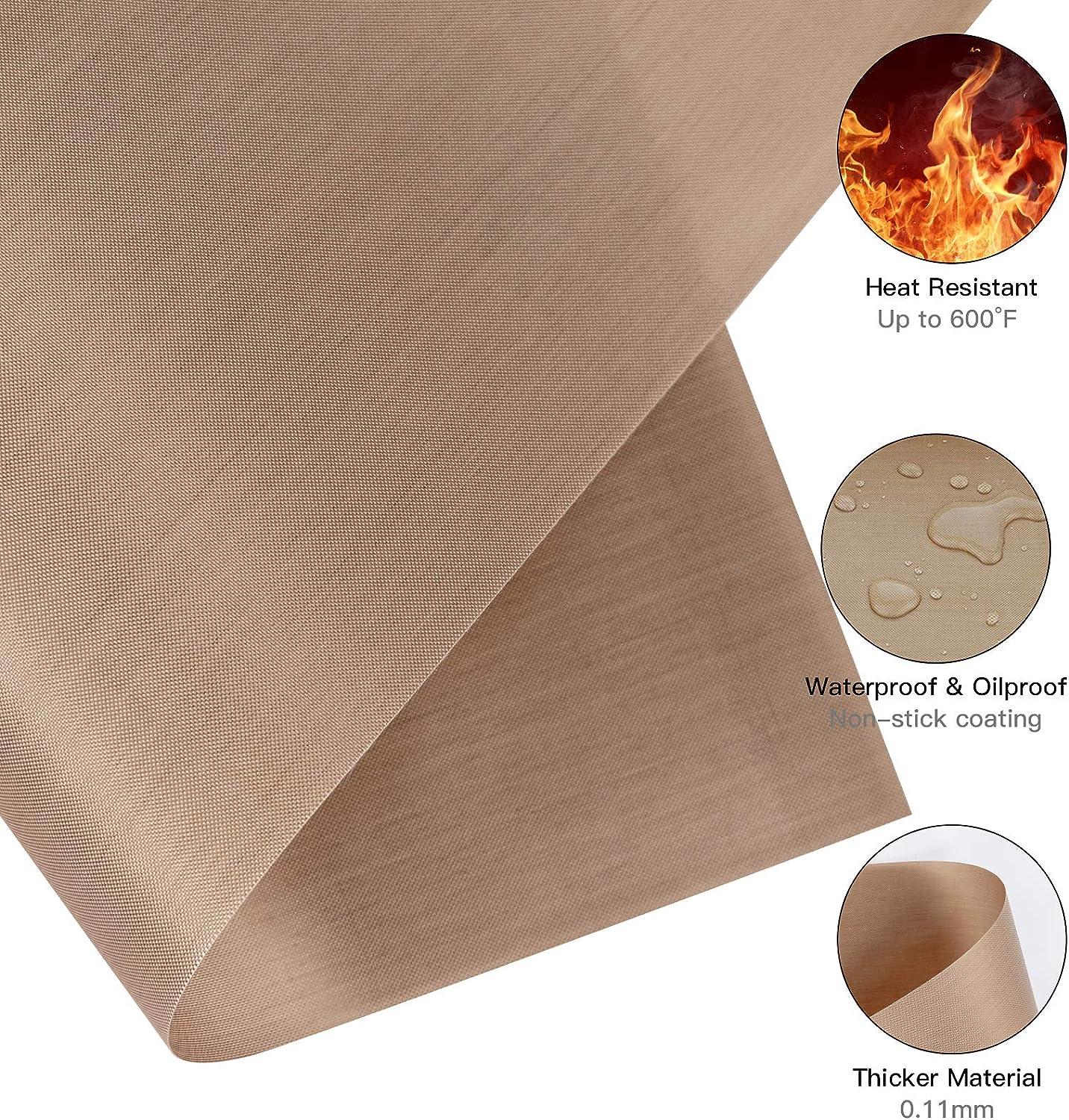 4 Pack PTFE Teflon Sheets for Heat Press - 16 x 20 Reusable Baking Parchment Cookie Paper, Heat Resistant Transfers Non Stick Craft Mats for