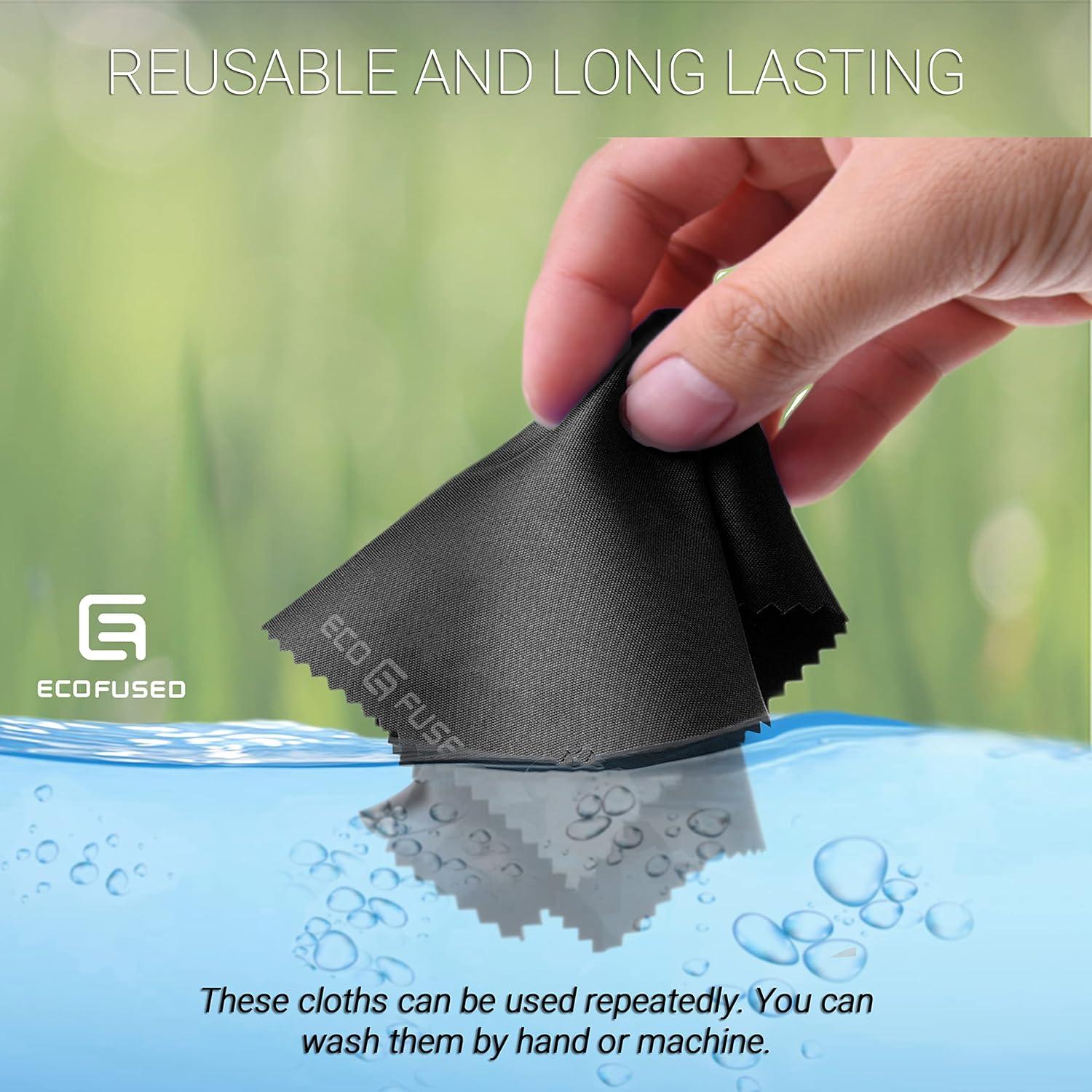 ECO-FUSED Microfiber Cleaning Cloths - 12 Pack - 6 x 7 inch (Black/Grey (12  Pack))