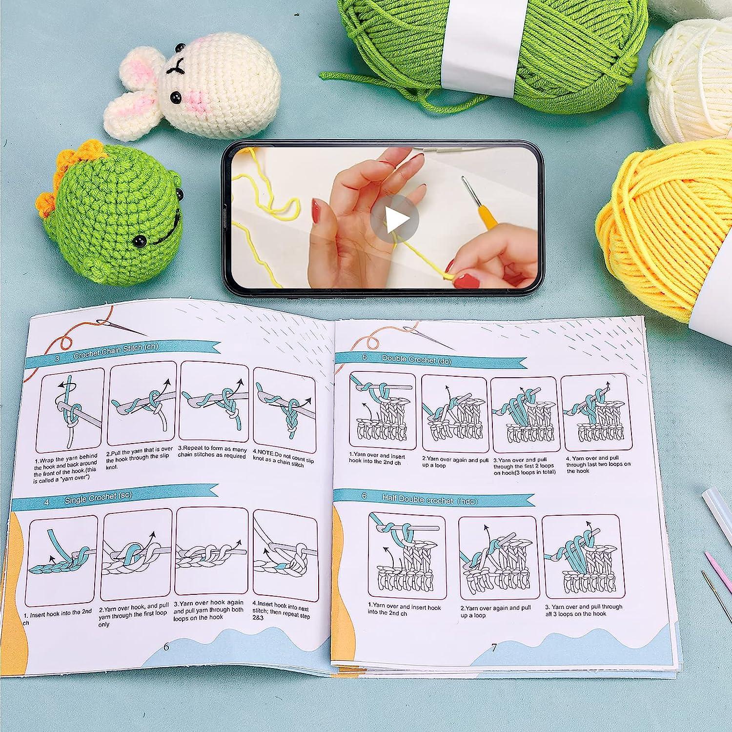 Blue Dinosaur Crochet Kit For Beginners, Beginner Crochet Starter Kit With  Step-by-step Video Tutorials, Learn To Crochet Kits For Adults, Diy  Knitting Supplies - Crochet Dinosaur Pattern Manual And Beginner's Basic  Crochet