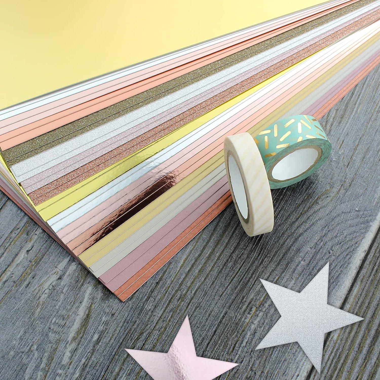 100 Sheets Metallic Holographic Card Stock Shiny Mirror Paper