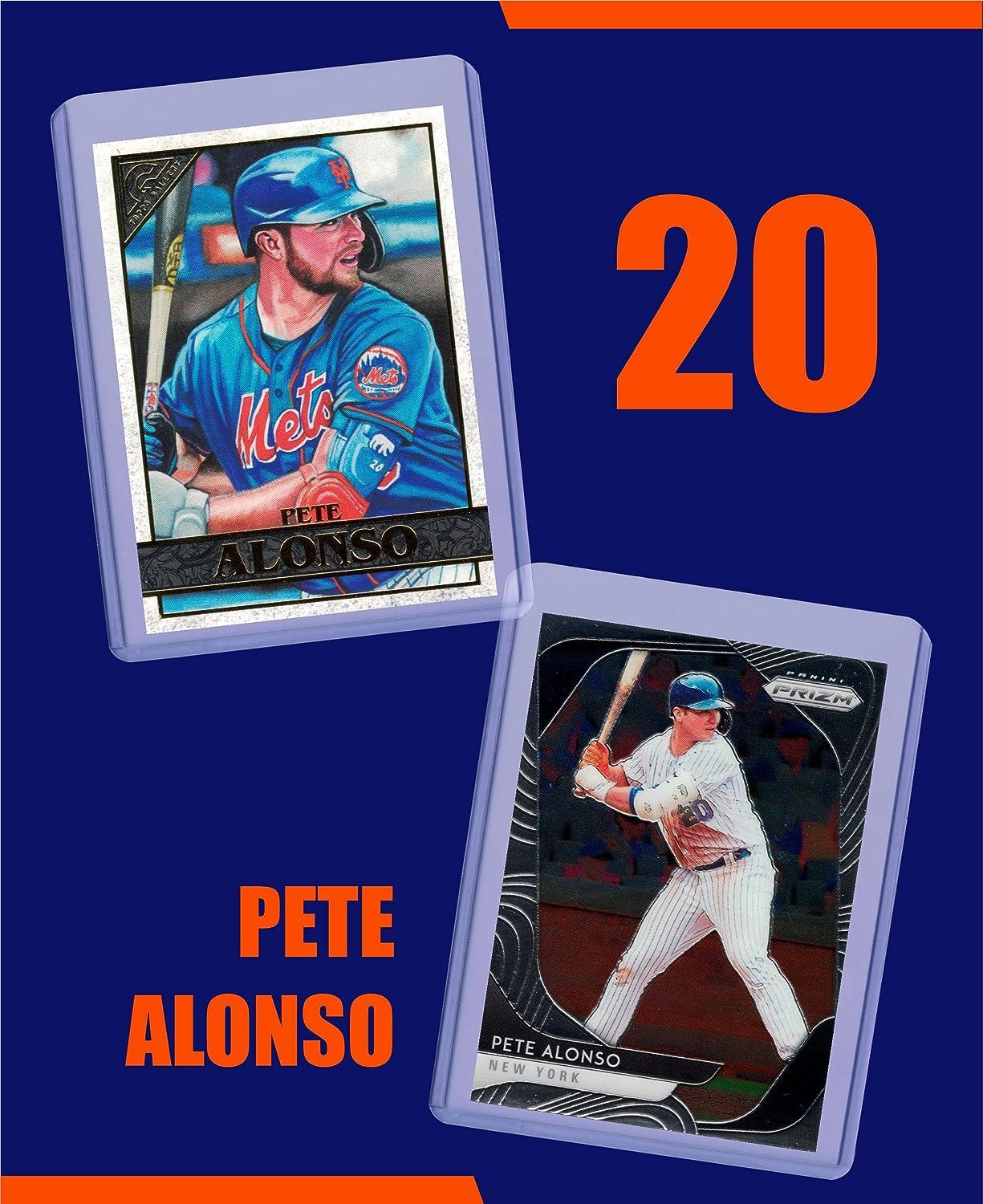 Pete Alonso Baseball Cards (5) Assorted New York Mets Trading Card and Wristbands Gift Bundle