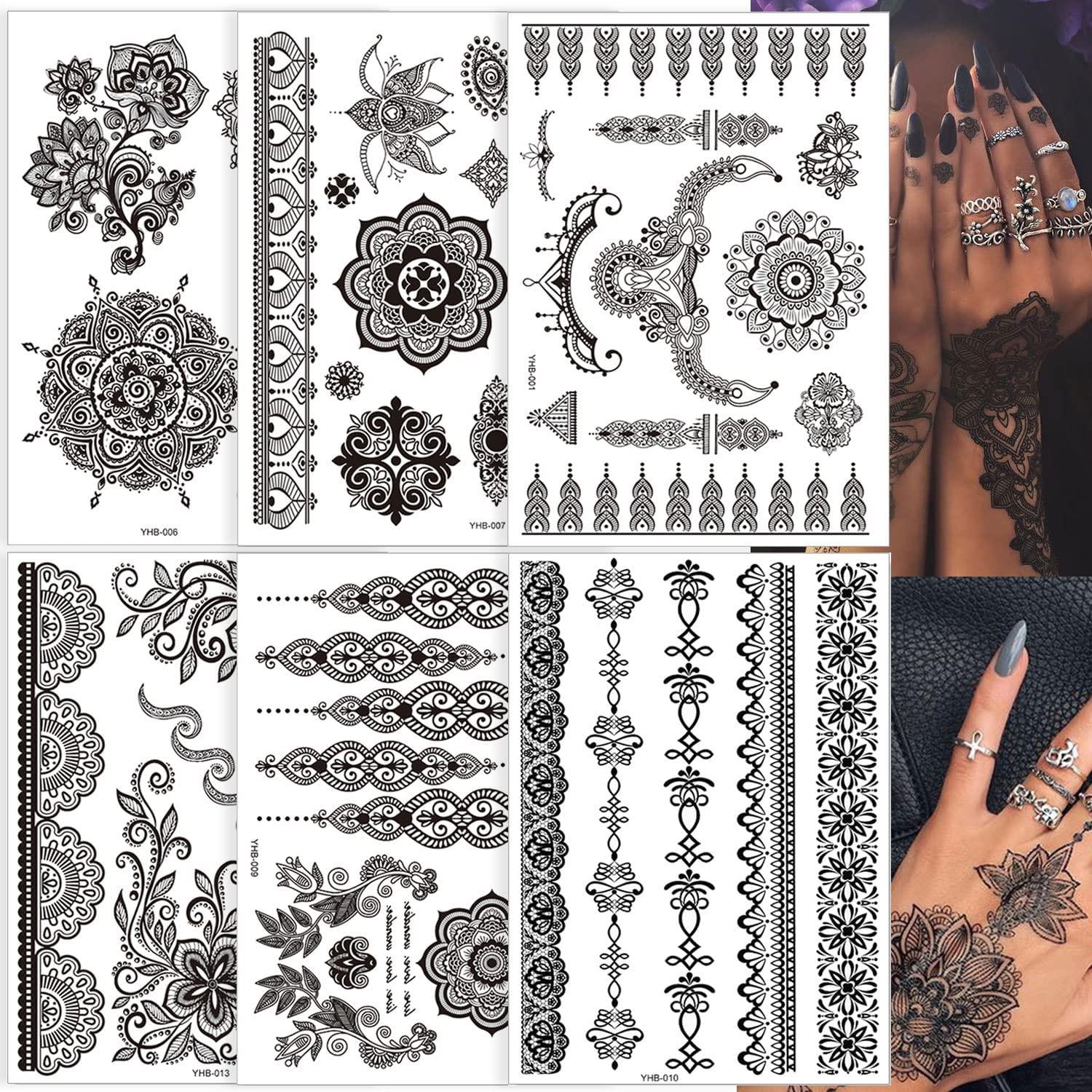 Leg Mehndi Flower Design For Female Temporary Tattoo Sticker 210mm X 220mm