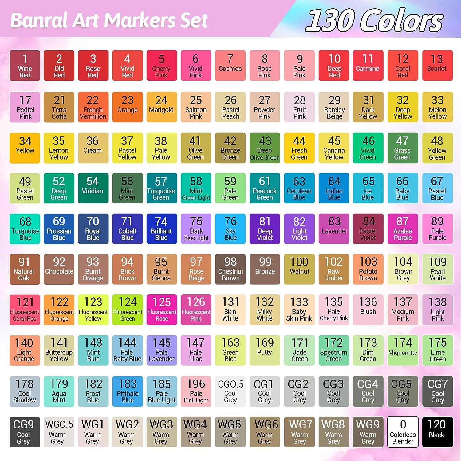 Banral Alcohol Markers Set, 120 Colors Dual Tip Alcohol Based Art