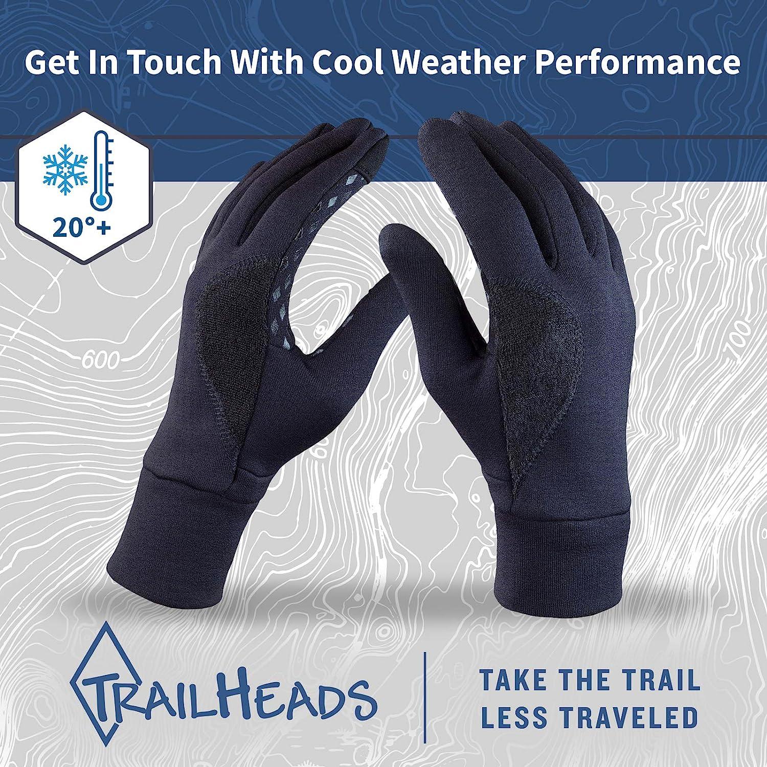 TrailHeads Mens Power Running Gloves - Black Touchscreen Gloves