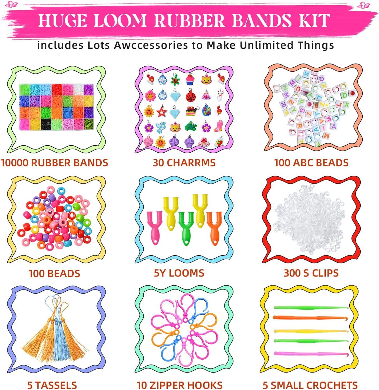 Rubber Band Bracelet Kit, Loom Bracelet Making Kit, Rubber Bands Refill  Loom Set, Loom Bands Kit, Friendship Bracelet Making Kit Girls Creativity  Birt