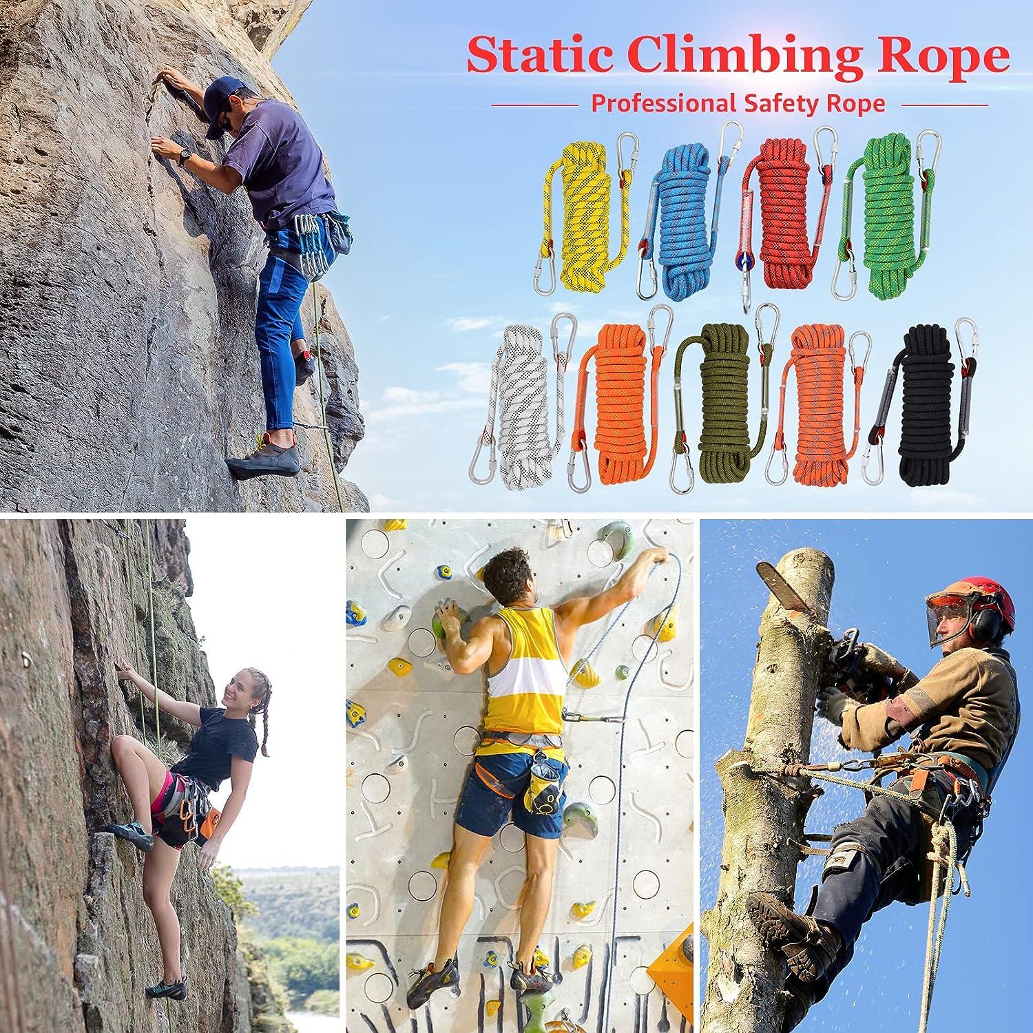  NTR Orange/Black/Blue Climbing Rope 10M(32ft) 20M(64ft)  30M(96ft) 50M(160ft), 8MM Static Rock Climbing Rope with 2 Steel Hooks, Rappelling  Rope for Outdoor, Hiking Safety Escape Rope, Rescue Parachute : Sports &  Outdoors