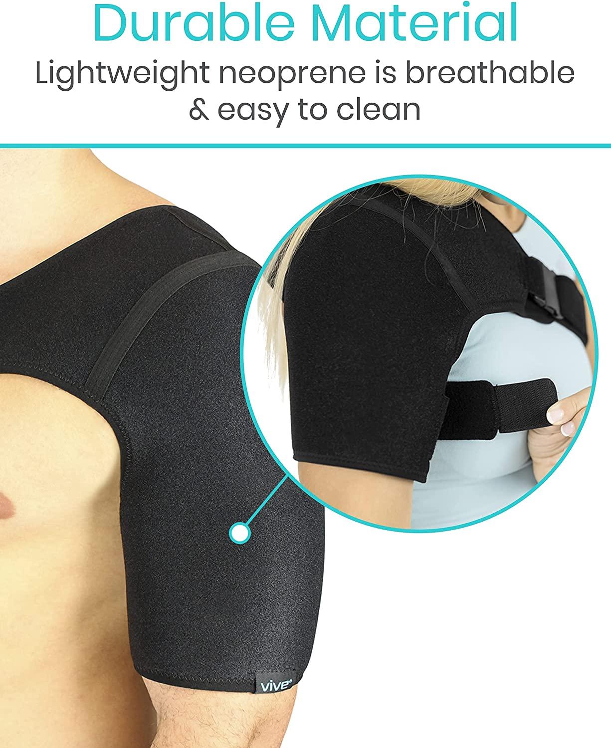 Vive Shoulder Brace - Rotator Cuff Compression Support - Men Women Left  Right Arm Injury Prevention Stabilizer Sleeve Wrap - Immobilizer for  Dislocated AC Joint Labrum Tear Pain (Black) Black 1 Count (Pack of 1)