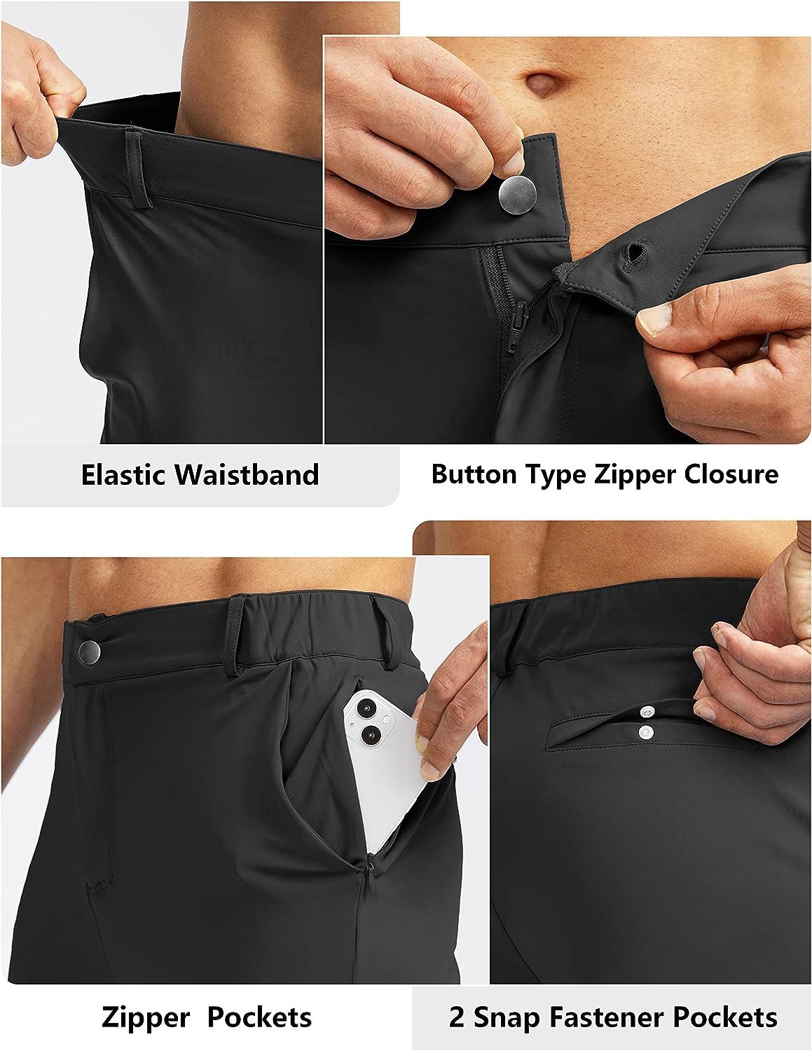 Long Zipper Pocket Elastic Waist Slim Leg Stretch Pants
