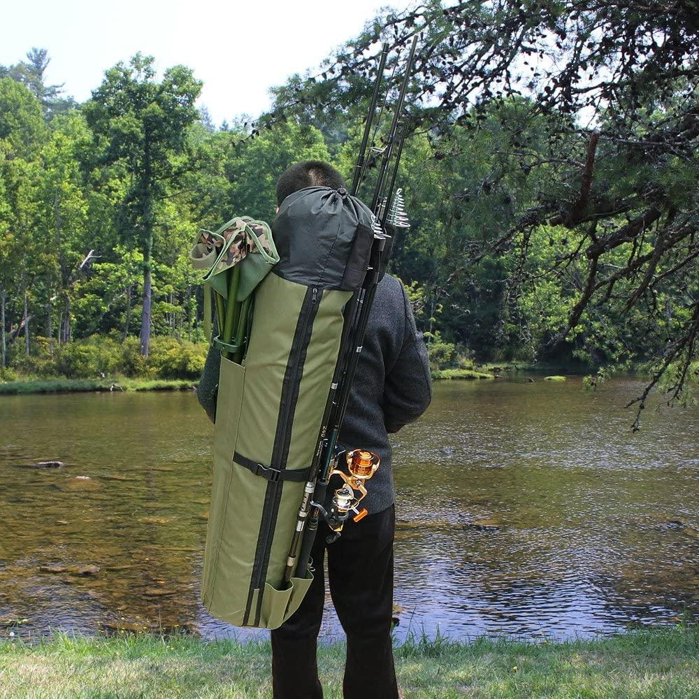  Toasis Fly Fishing Rod Carrier Case Fishing Pole Carrying Bag  for Travel Khaki Color : Sports & Outdoors