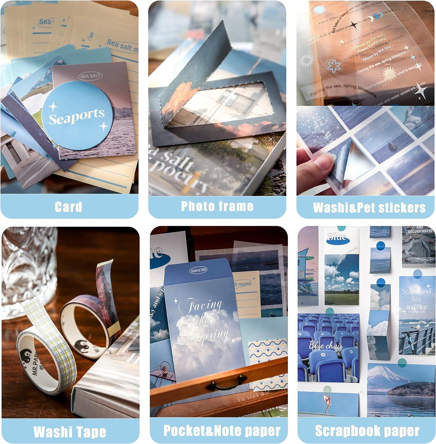 Aromoty Aesthetic Scrapbook Kit, Vintage Scrapbooking Supplies Kit for  Bullet Junk Journal, A6 Grid Notebook, Stationary Journaling Supplies,DIY  Craft Bluey Birthday Gifts for Women Kid Teen Girl 04-The Blue Sea