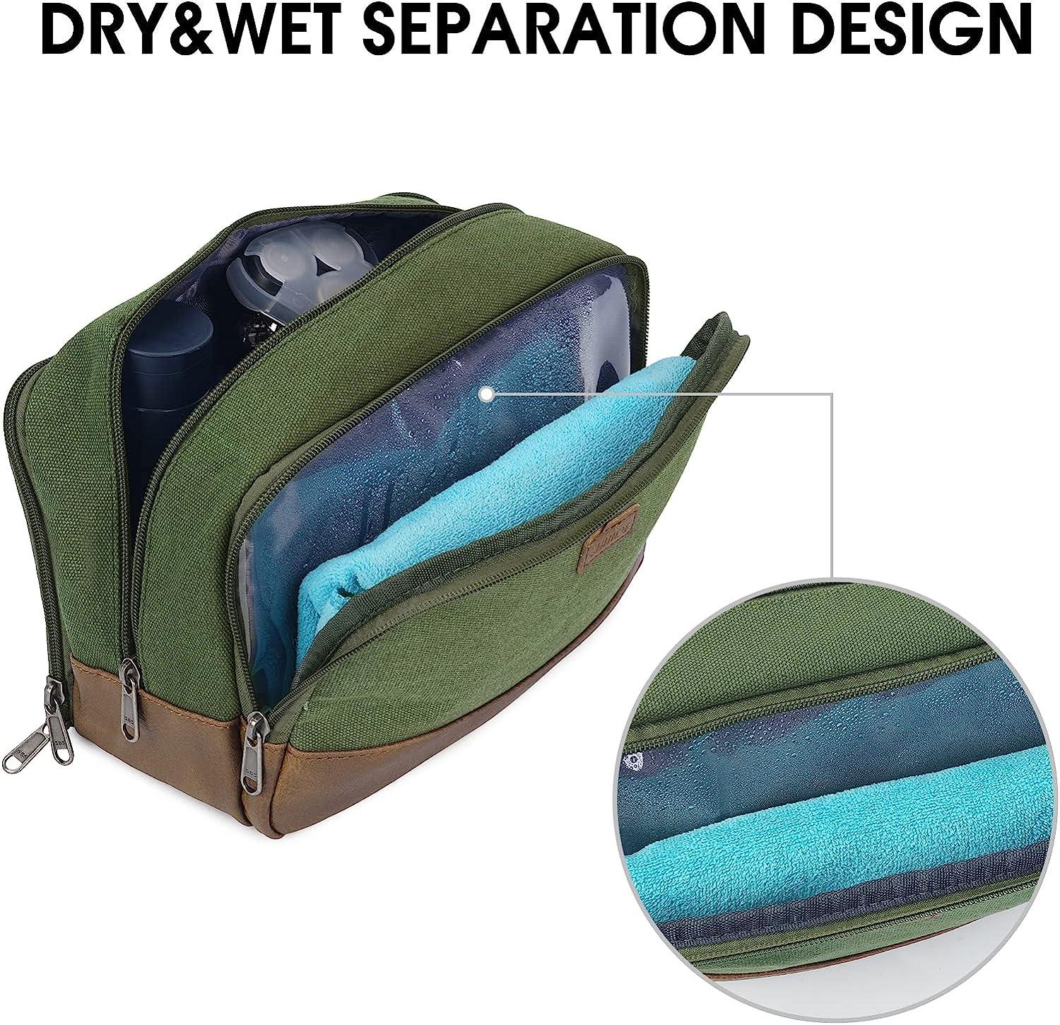 WANDF Hanging Toiletry Bag Travel Cosmetic Organizer Shower Bathroom Bag  for Men Women Water-resistant (M, Denim Blue)