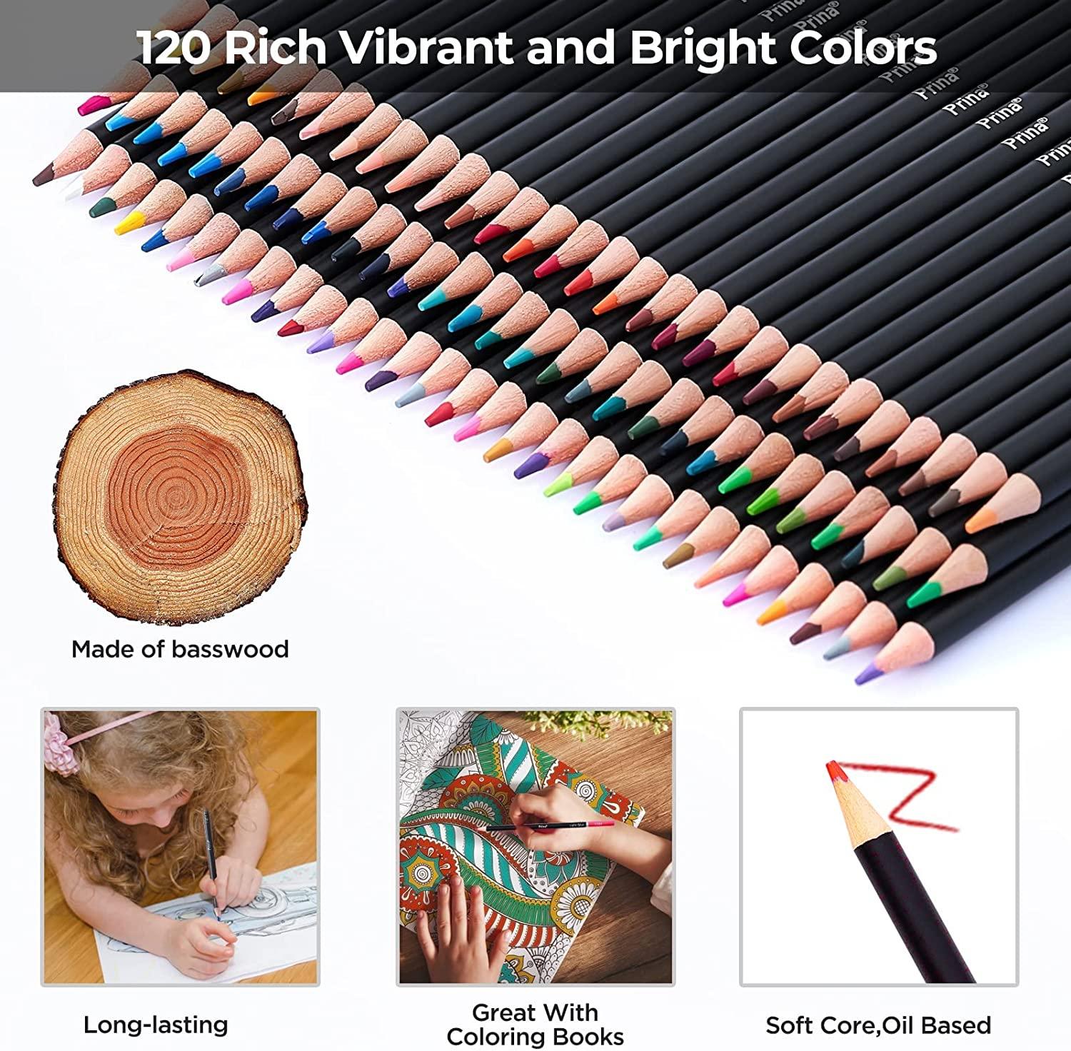 Artists Colored Pencils 120 Premium Soft Core Pre-Sharpened Colored Pencils  Highly Pigmented Drawing Coloring Pages - Great Art School Supplies For  Kids & Adults Professional Pencils