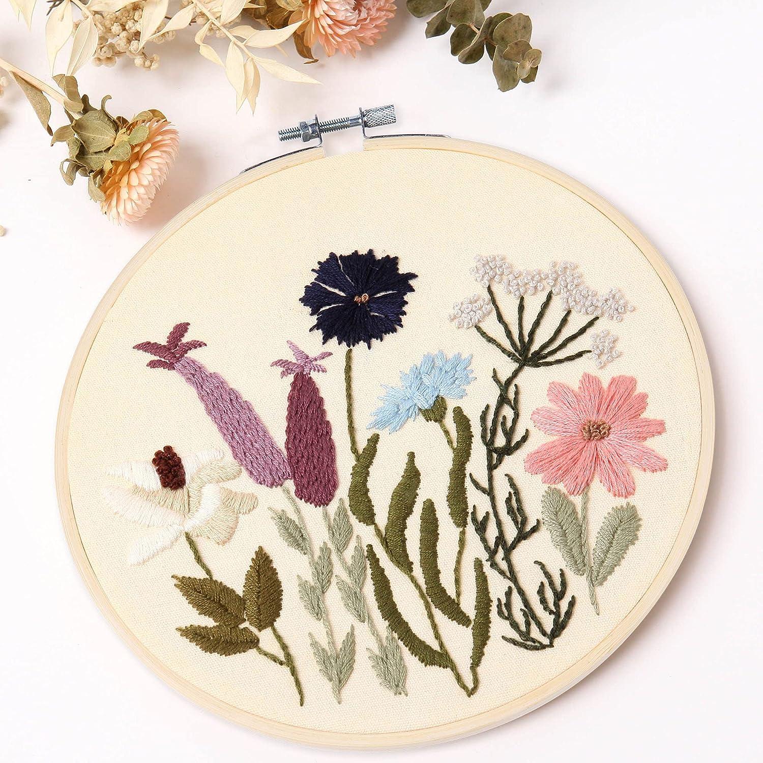 Floral Embroidery Kit for Beginners, DIY Kits for Adults, Floral