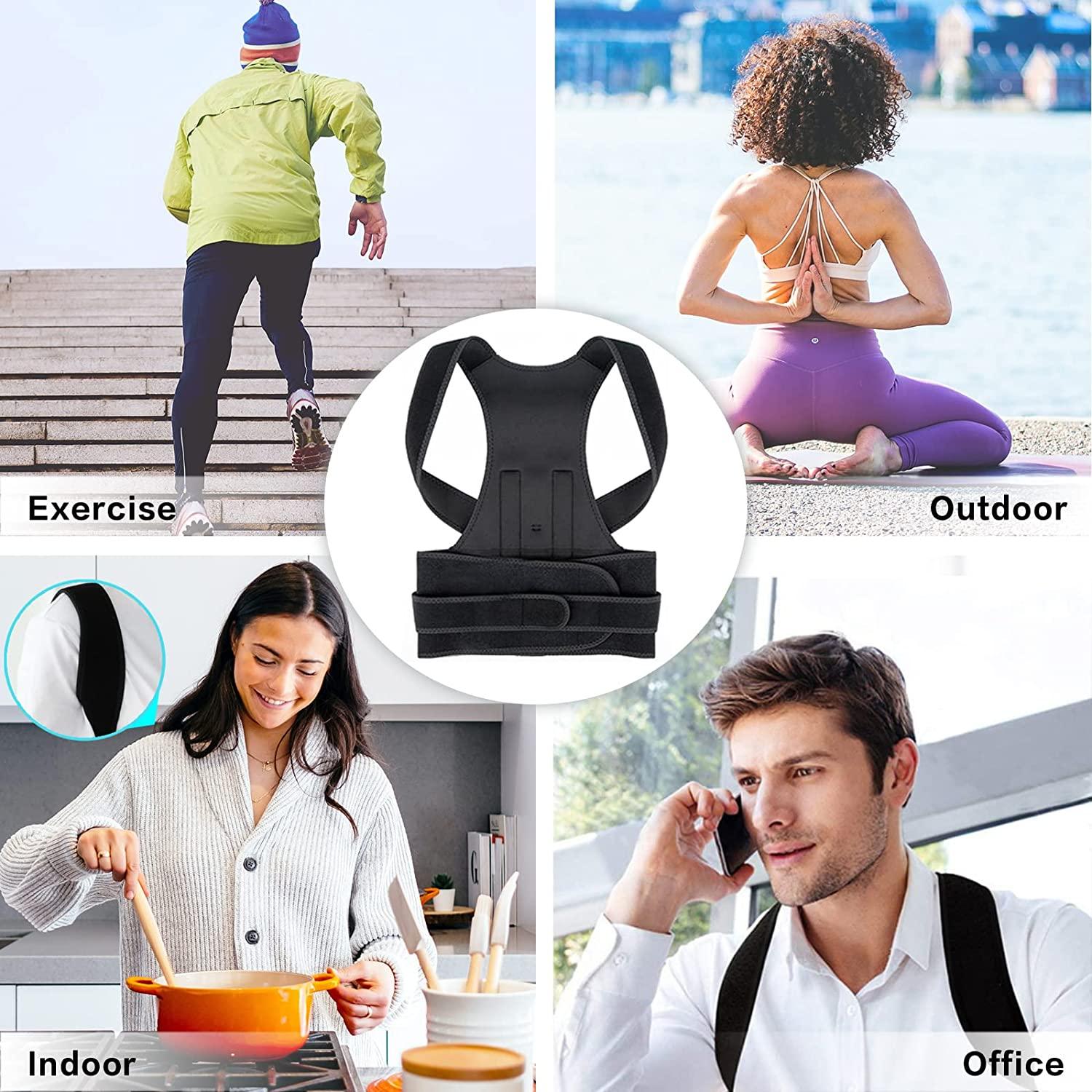 Posture Corrector for Men and Women,Upper Back Straightener Brace, Clavicle  Support Adjustable Device for Thoracic Kyphosis and Providing Shoulder Neck  Pain Relief Fits Chest Size 37-49'' 