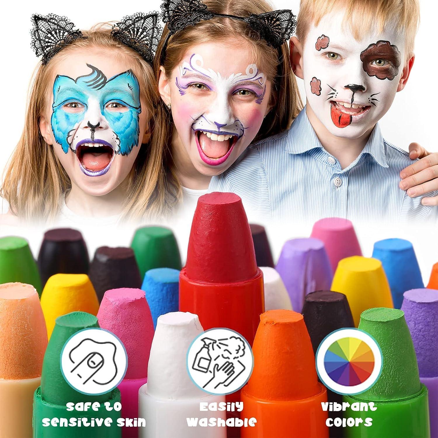  Vibrant Facepaint Makeup Kit for Kids, Face Body Paint
