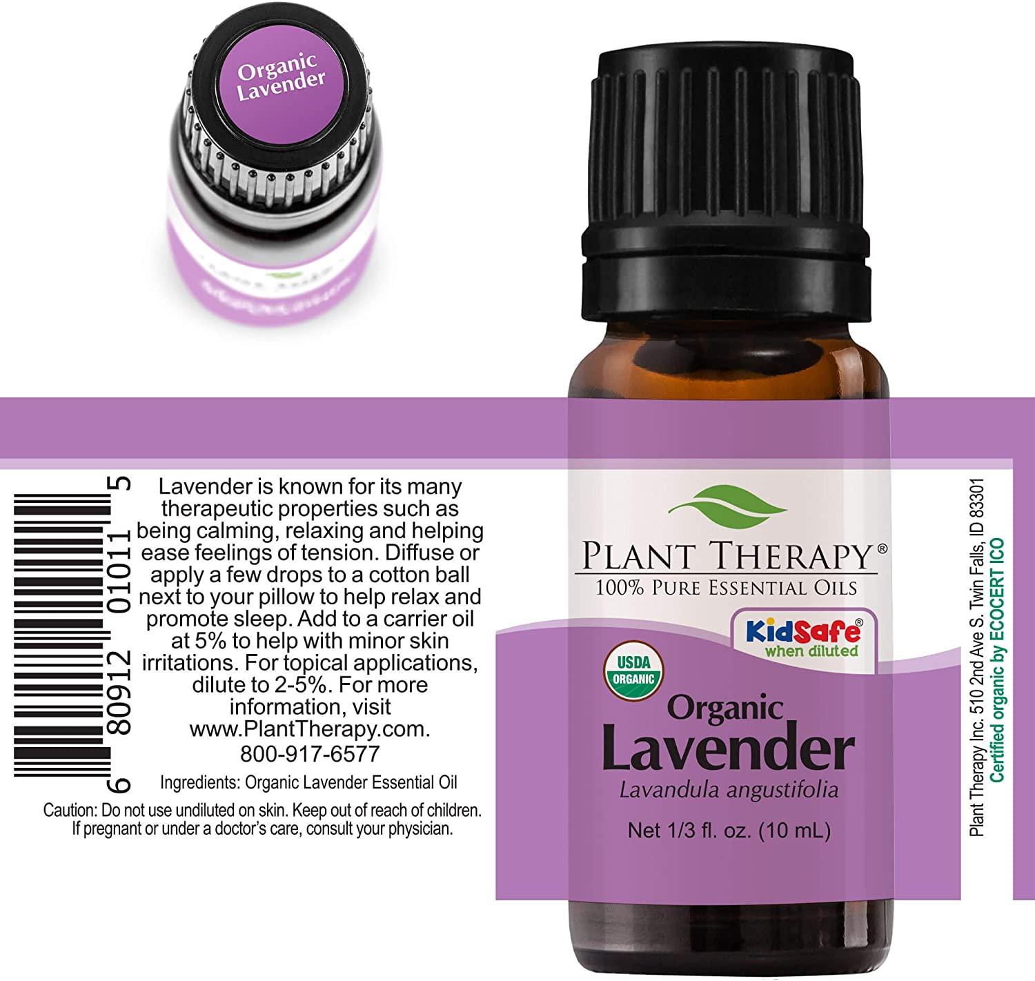 Plant Therapy Organic Lavender Essential Oil 100% Pure, USDA Certified  Organic, Undiluted, Natural Aromatherapy, Therapeutic Grade 10 mL (1/3 oz)