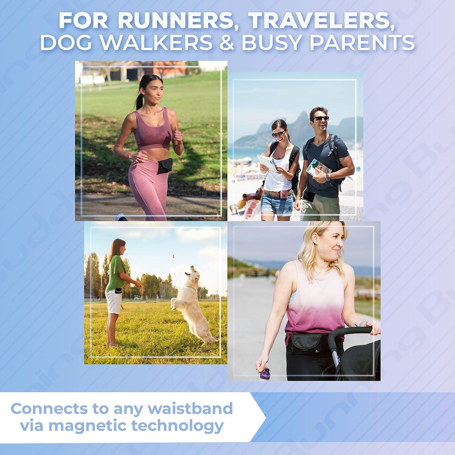 Running Buddy Magnetic Buddy Pouch Mini Beltless No Bounce Pouch / Small  Waist Pack Carries Pet Treats and Basic Essentials Great for Running  Walking Travel and More SMALL Black (3.75 x 4)