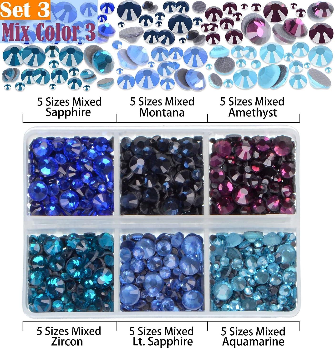 LPBeads 10000pcs Hotfix Rhinestones Flatback Glass Crystal 24 Mixed Color  Rhinestone with Tweezers and Picking Pen for Crafts Clothes Nail Art 24  Colors and 5 Sizes Each Color