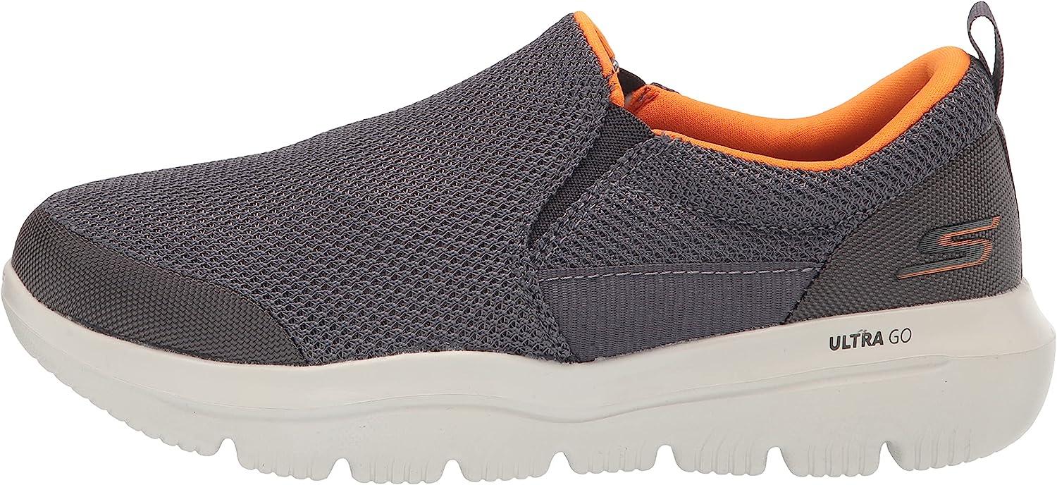 Skechers Men's Go Walk Evolution Ultra-Impeccable Sneaker 13 X-Wide  Charcoal/Orange