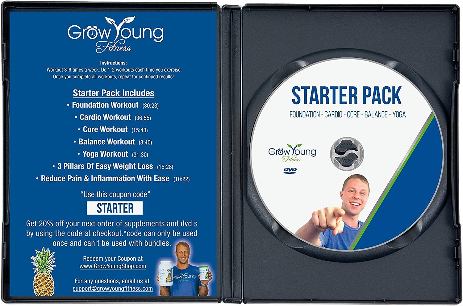Grow Young Fitness Starter Pack Exercise for Seniors - Low Impact Workouts  From Home - Simple, Safe, Effective Workout DVD for Elderly