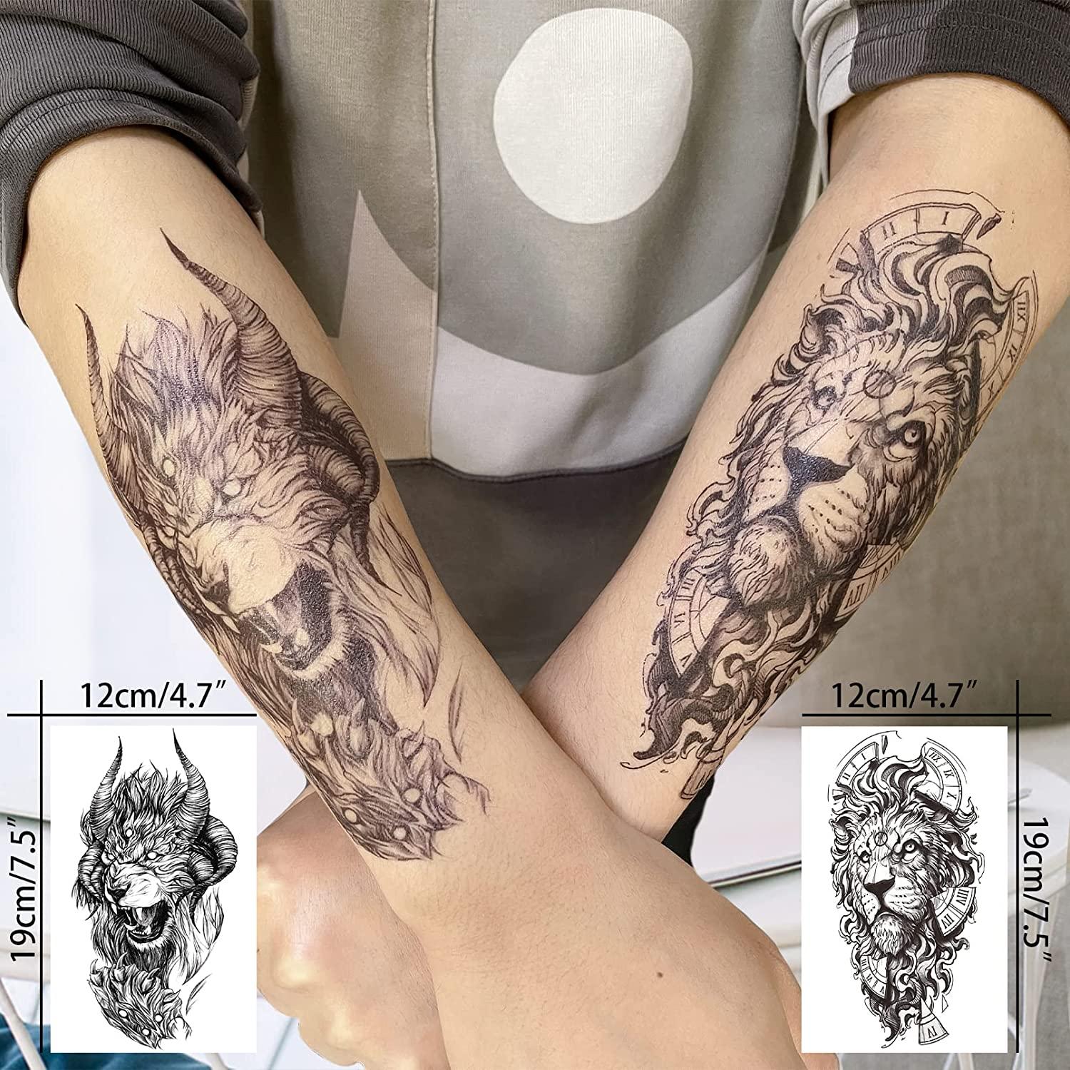 Temporary Tattoo for Women and Men 77 Sheets Realistic Temporary Tattoos  Lion Wolf Owl Elk Snake Butterfly Rose for Girls Boys Waterproof Half Arm  Fake Tattoos for Adults Chest Shoulder Neck Hand