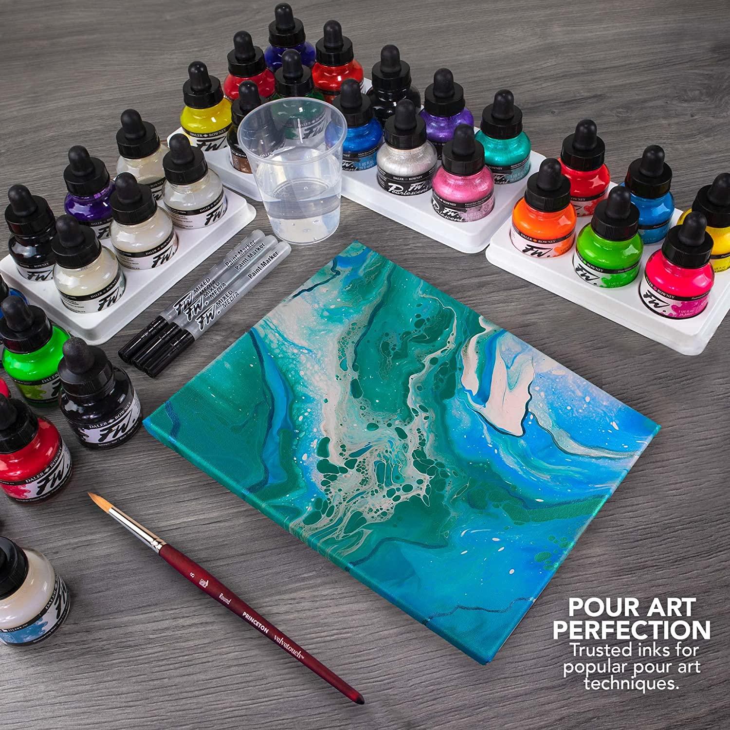  Daler-Rowney Aquafine Watercolor Ink 6-Color Intro Set with  Marker - Versatile Liquid Watercolor Ink for Artists and Students - Use  with Paint Brushes, Technical Pens, Airbrushes, and Paint Markers