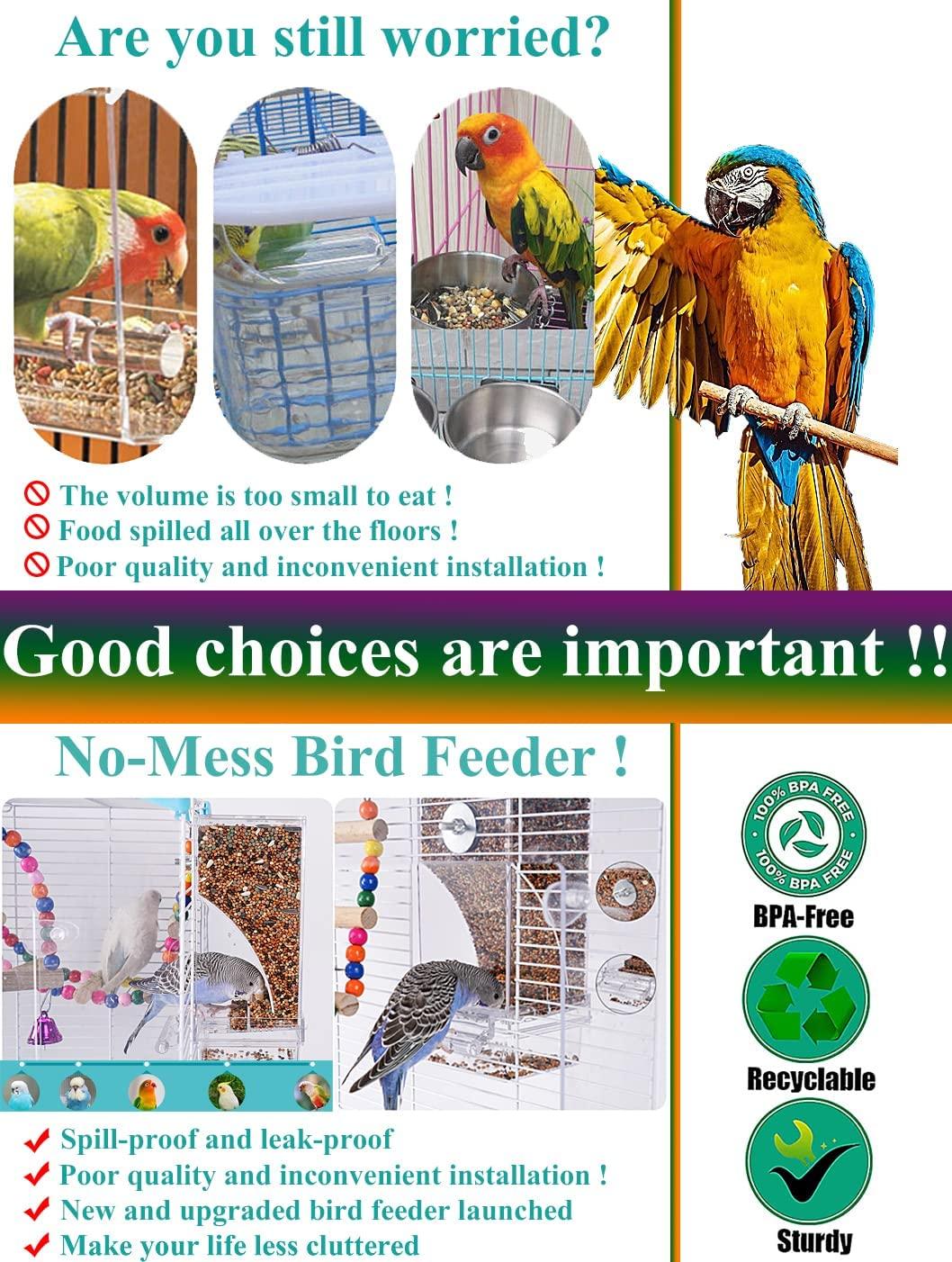 Kenond Automatic Bird Feeder, No-Mess Bird Cage Finch Foraging