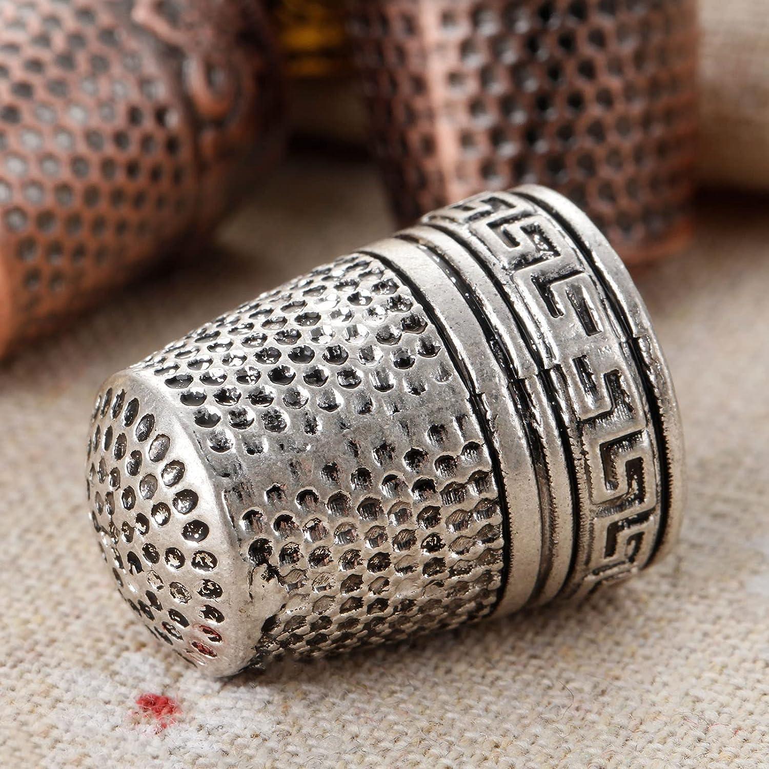 Antique Sewing Thimble Metal Fingertip Protector Finger Shield Ring  Quilting Craft Accessories DIY Sewing Tools Silver