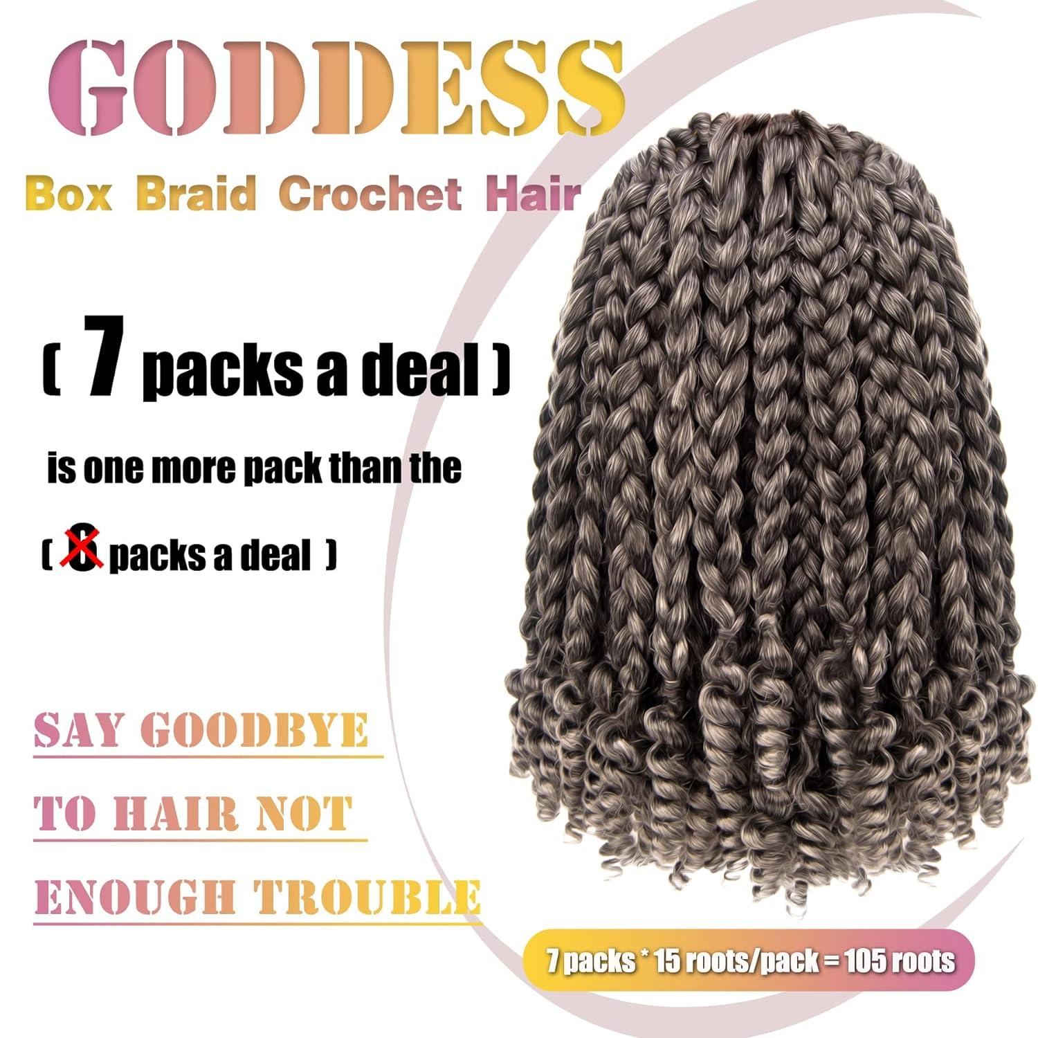 7 Packs 10 Inches Goddess Box Braid Crochet Hair with Toni Curl
