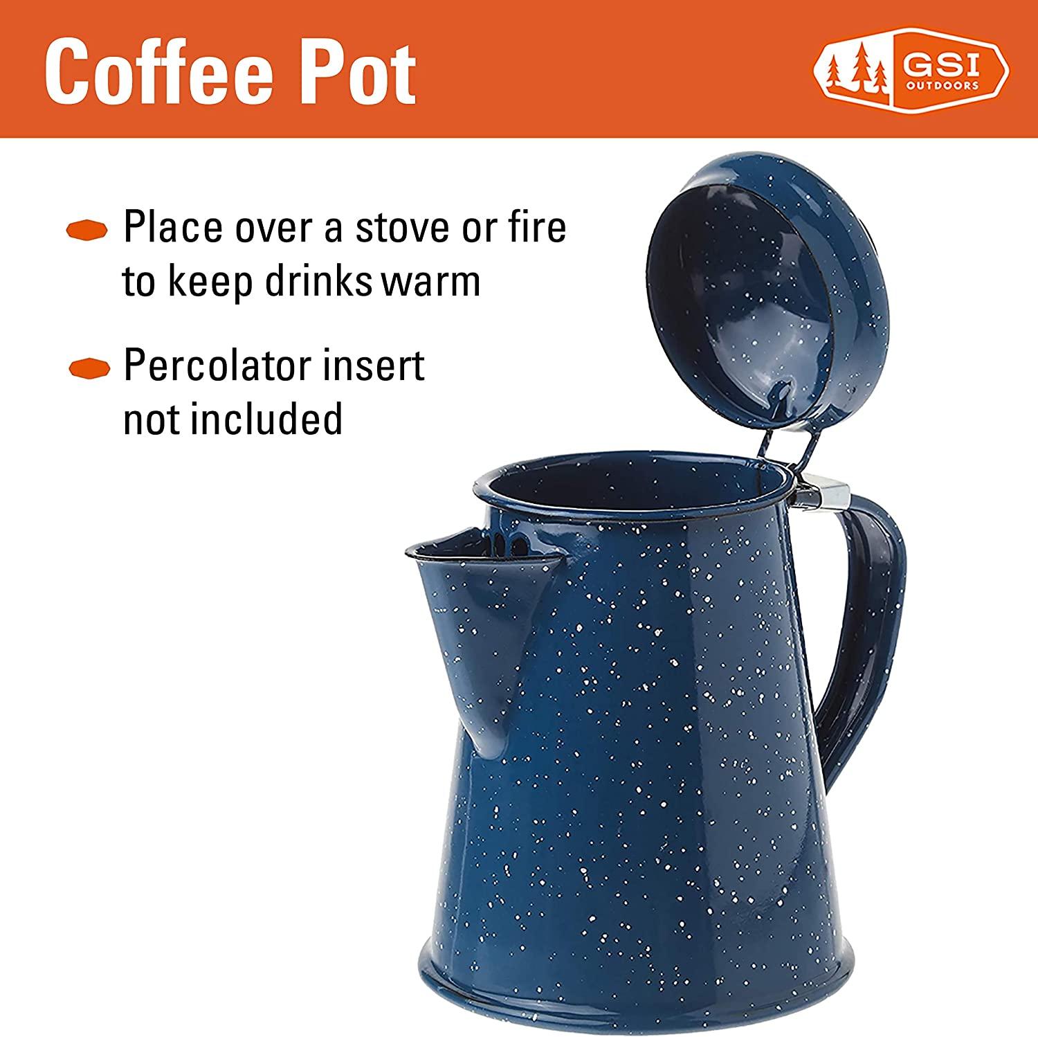 GSI Outdoors Enamel Coffee Pot to Store Hot Coffee, Tea for