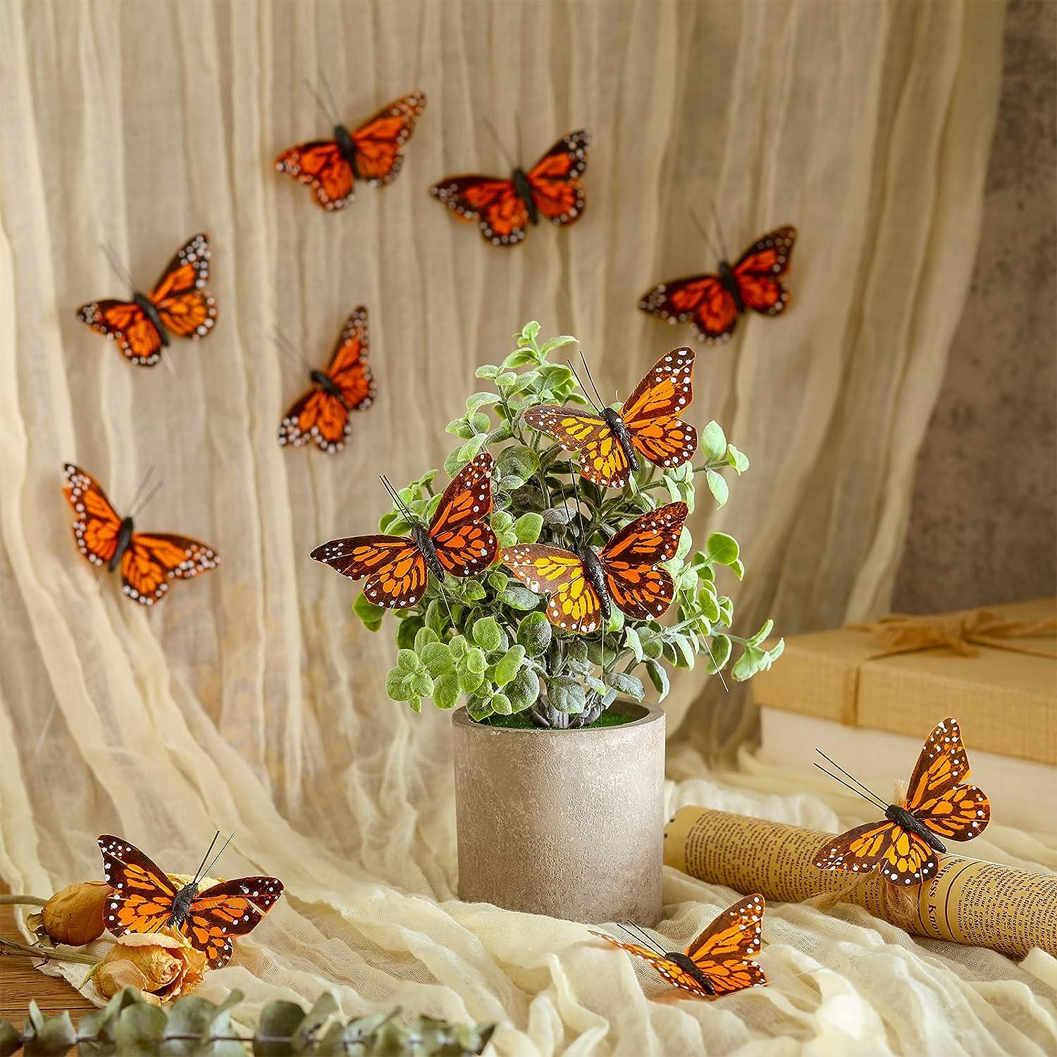 12 Large Feather Orange Monarch Butterflies 5 Vibrant Monarch
