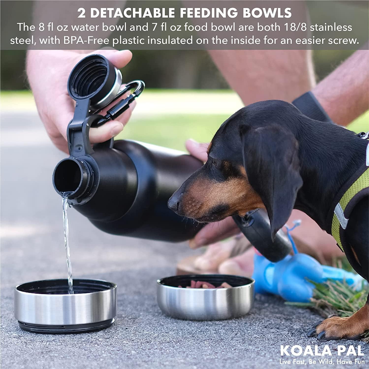 Koala Pal 32oz Portable Dog Travel Water Bottle + Travel Dog Bowls, Human and Dog Water Bottle, Dog Water Bowl Dispenser, Dog Travel Bowl, Travel