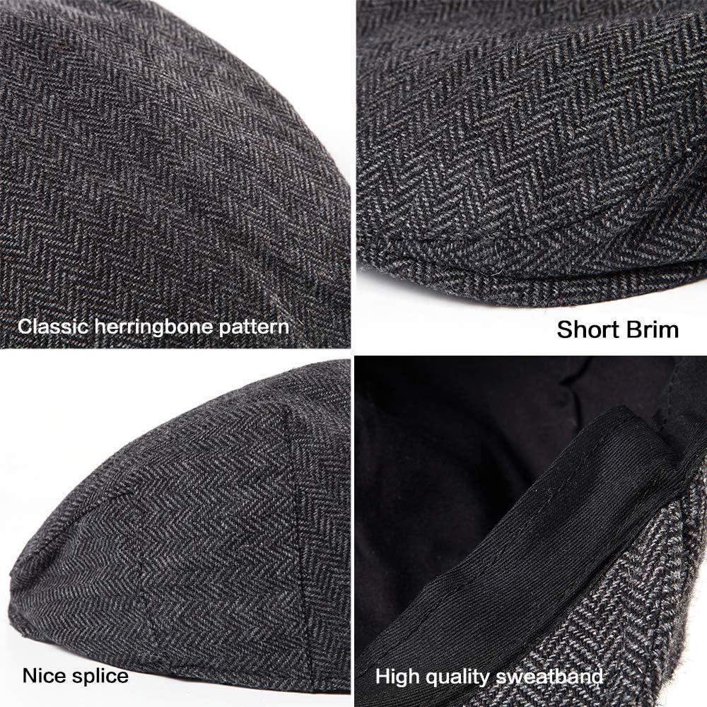Men's Herringbone Flat Newsboy Hat 50% Wool Blend Tweed Gatsby Cabbie Ivy  Classic Golf Cap Army Green at  Men's Clothing store