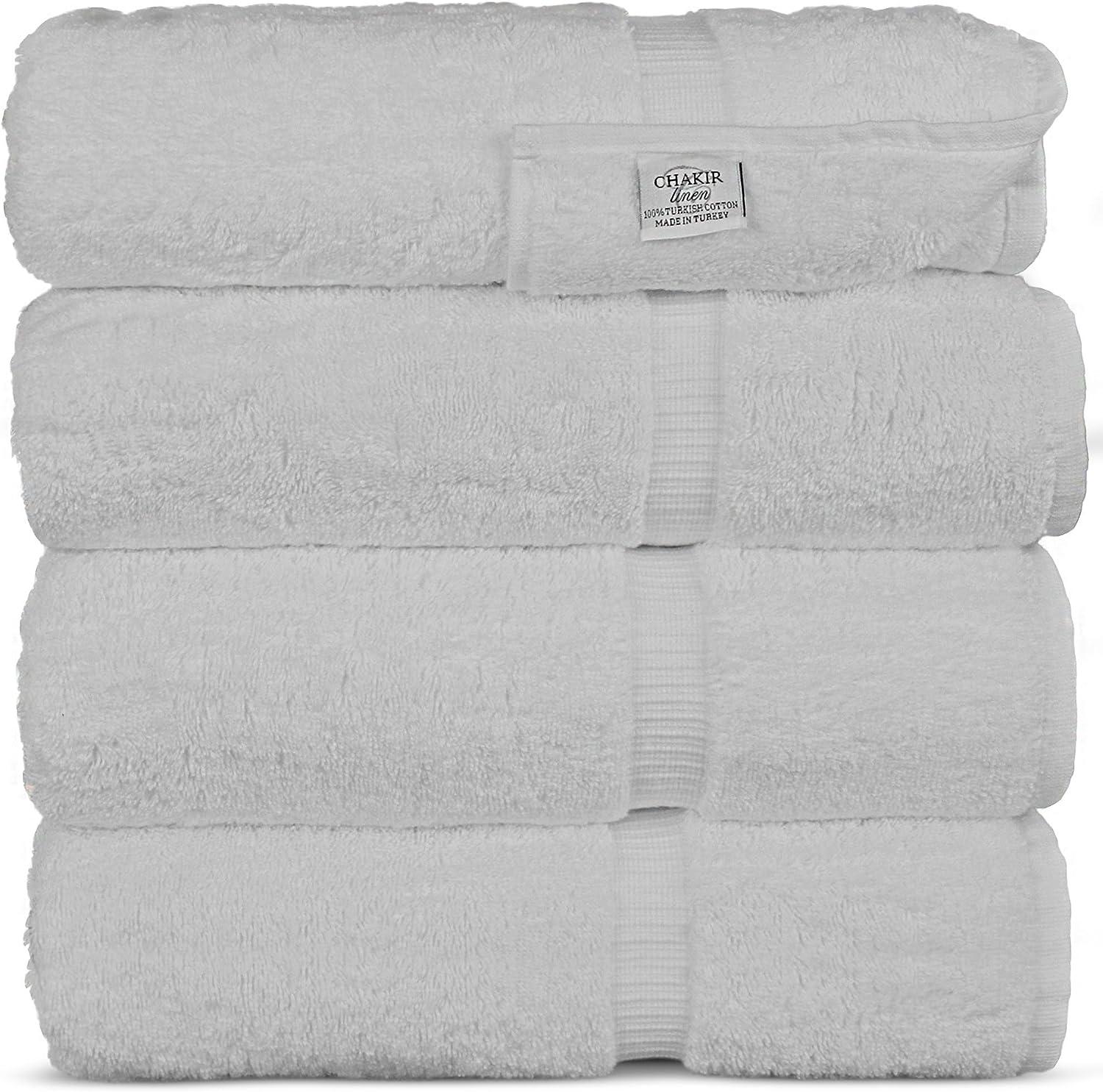 Chakir Turkish Linens 100% Cotton Premium Turkish Towels for Bathroom | 2  Bath Towels - 2 Hand Towels, 2 Washcloths (6-Piece Towel Set, White)