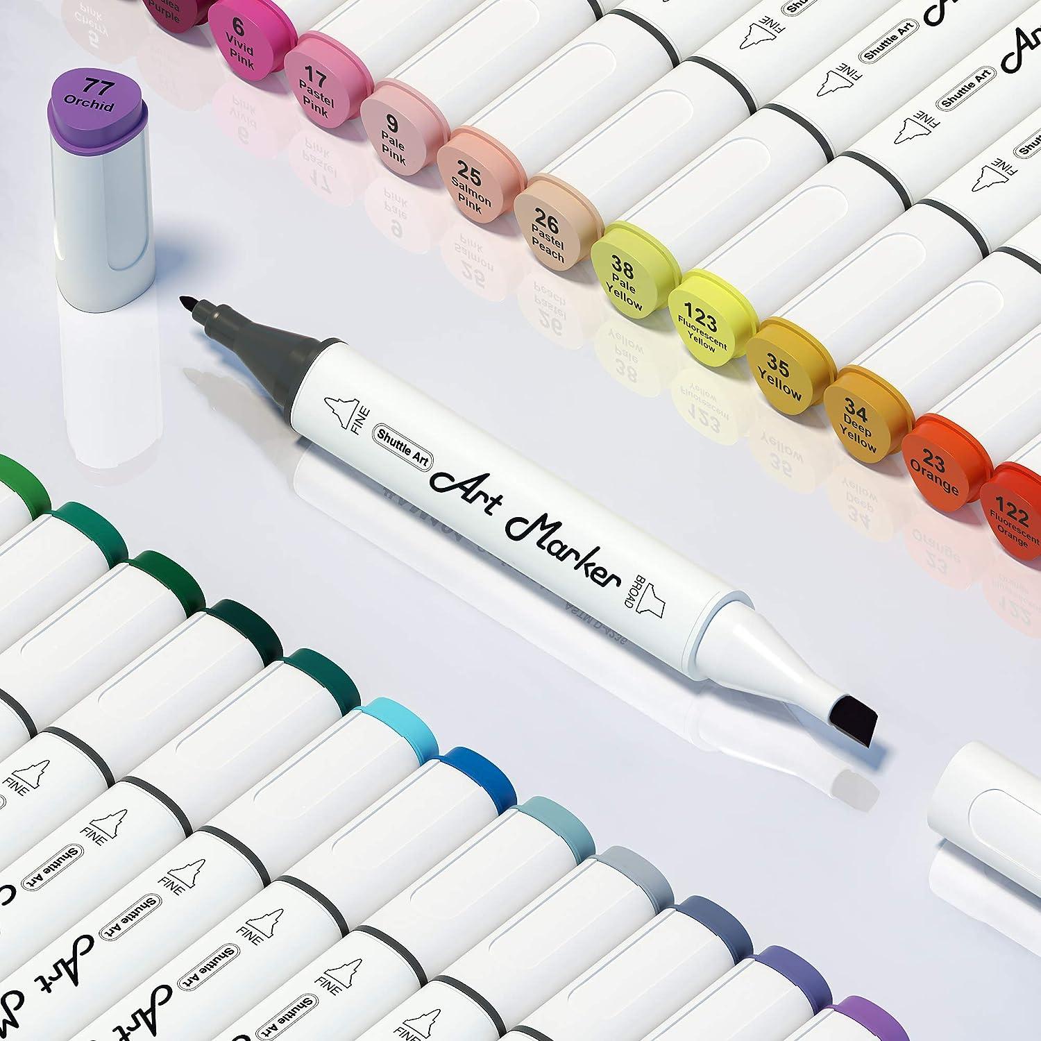 Shuttle Art 50 Colors Dual Tip Art Markers,Permanent Marker Pens Highlighters