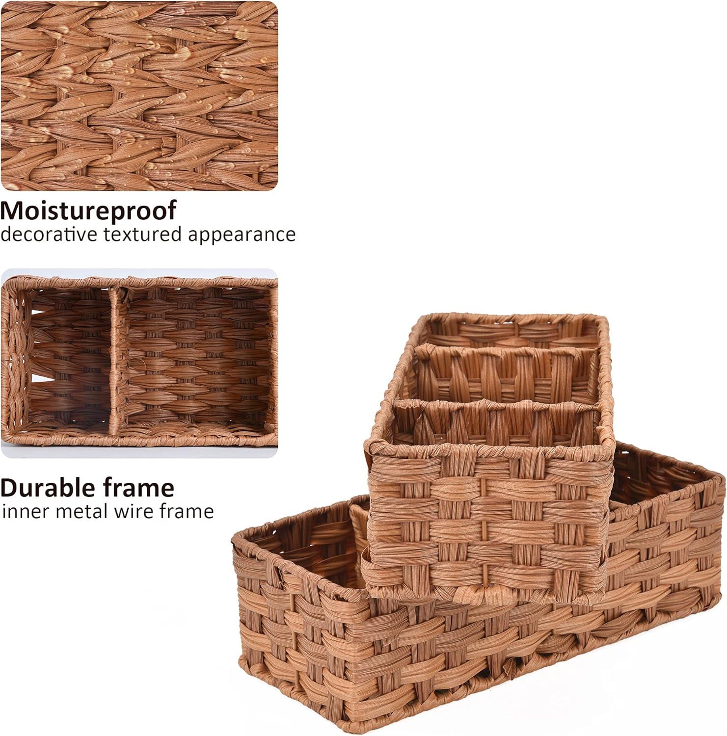 GRANNY SAYS Bathroom Baskets for Organizing, Wicker Baskets for Shelves,  Toilet Storage Basket with Dividers, Small Baskets for Organizing, Basket  for