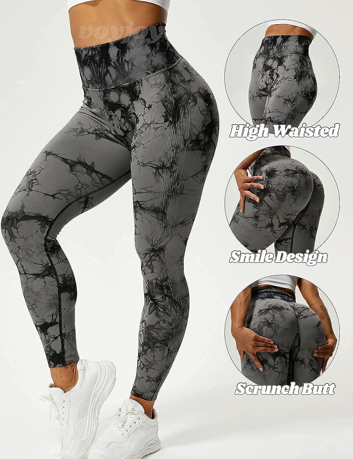 Buy VOYJOY Tie Dye Seamless Leggings for Women High Waist Yoga Pants,  Scrunch Butt Lifting Elastic Tights online