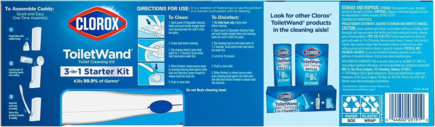 Clorox Toilet Cleaning System - 1 Toiletwand, 1 Storage Caddy and 6 Refill  Heads