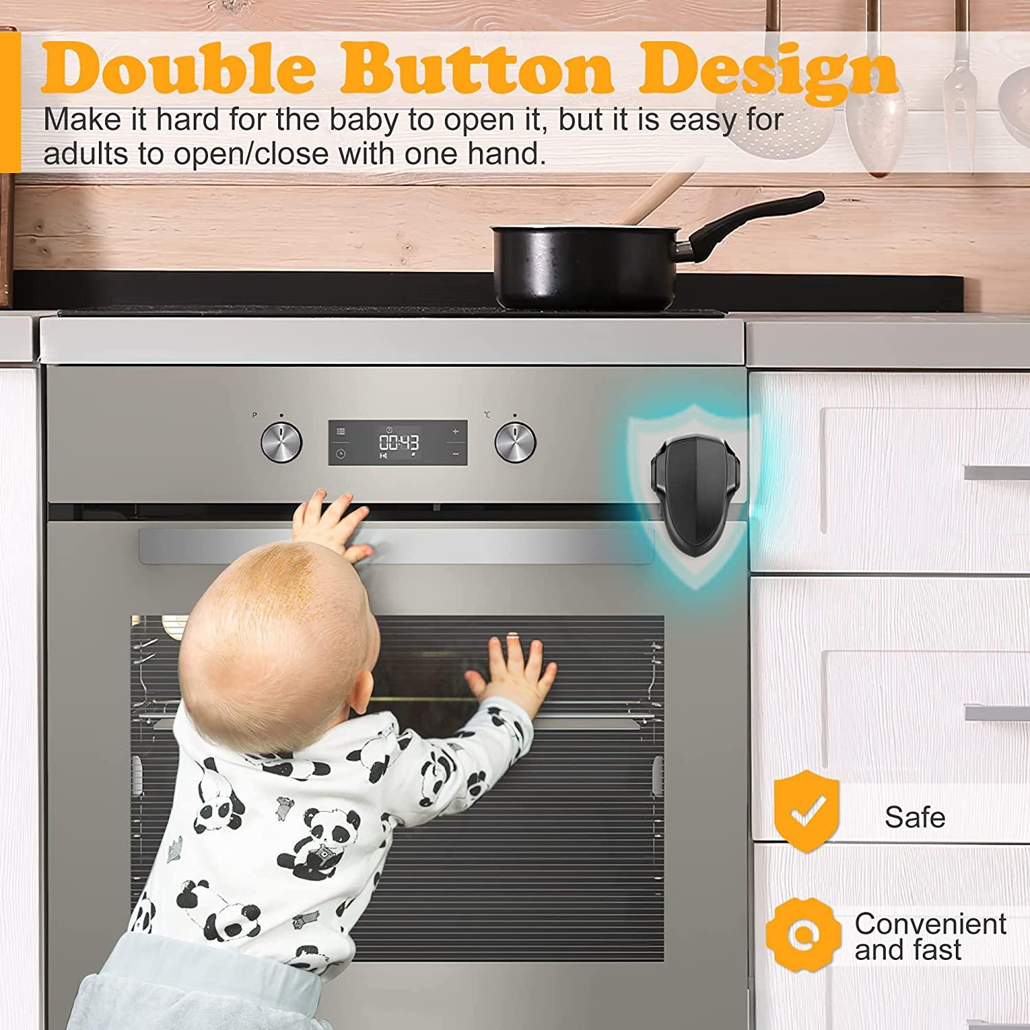 Crosize 2 Pack Oven Door Lock Child Safety, Heat Resistant and Non-Toxic,  Childproof Oven Locks for Toddlers and Baby, Adopt Paste Design, No Need to  Punch Holes, and Easy to Instal (Black)