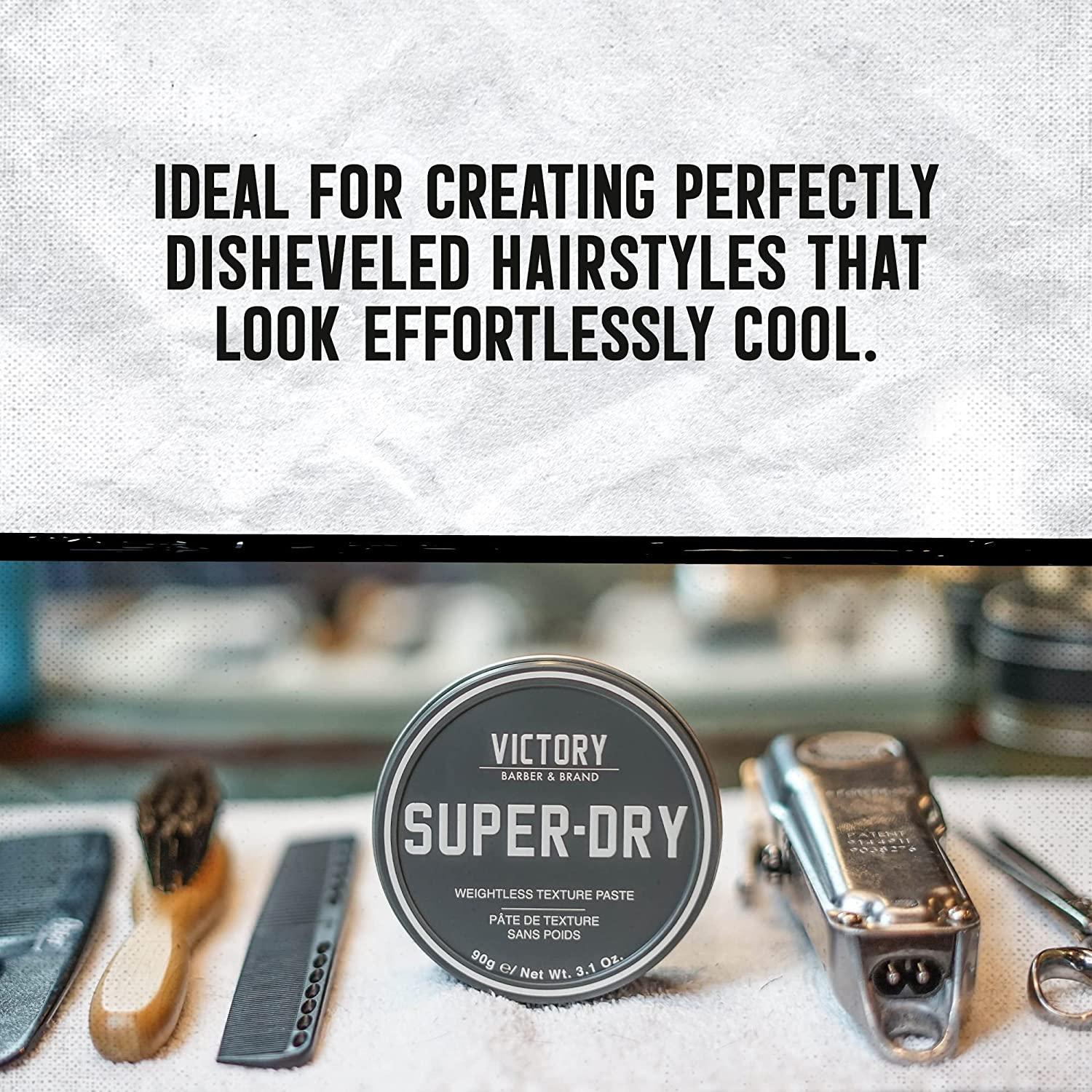 Super-Dry Mens Hair Paste by Victory Barber & Brand, Mens Hair Products  Made in the USA, Matte Hair Product Men Like Better than Matte Hair Gels