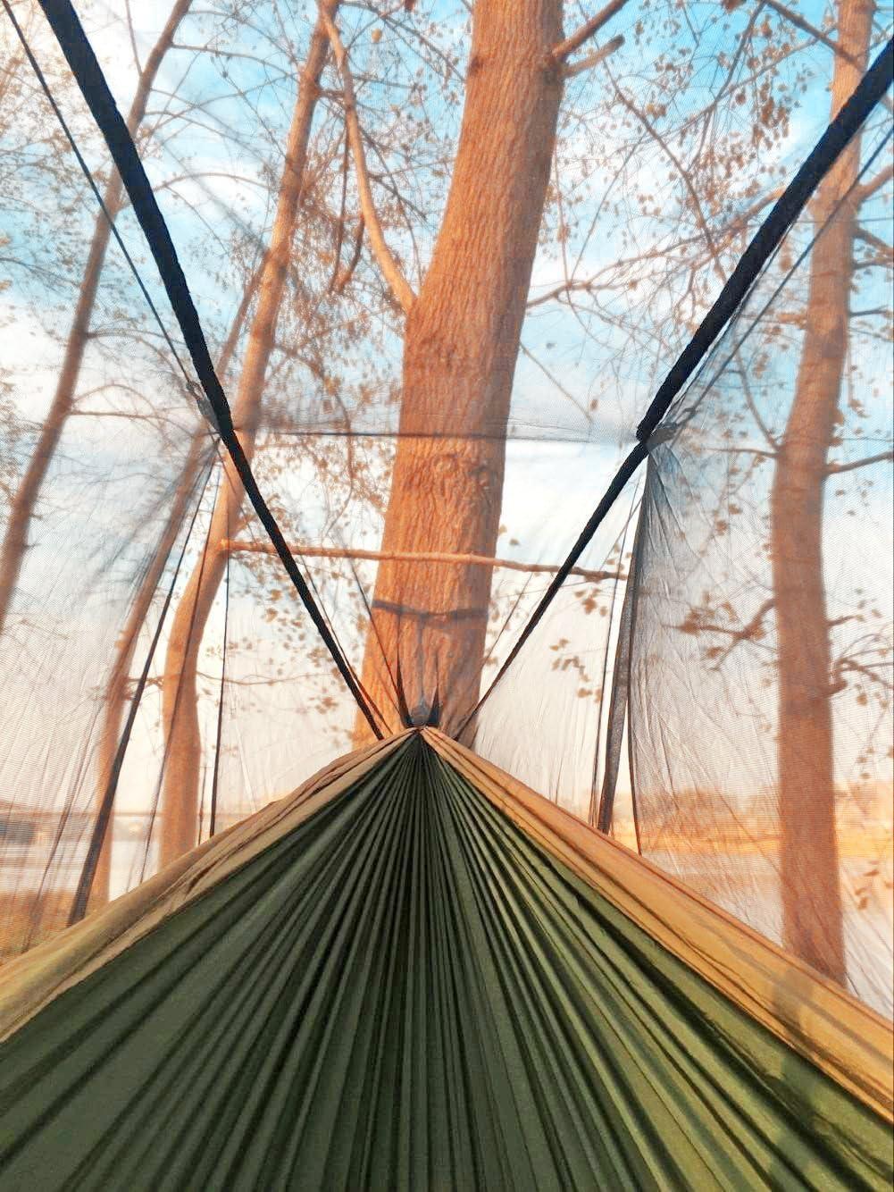 Sunyear Camping Hammock with Net & Sunyear Hammock Rain Fly Tent Tarp  Provides Effective Protection Against Rain