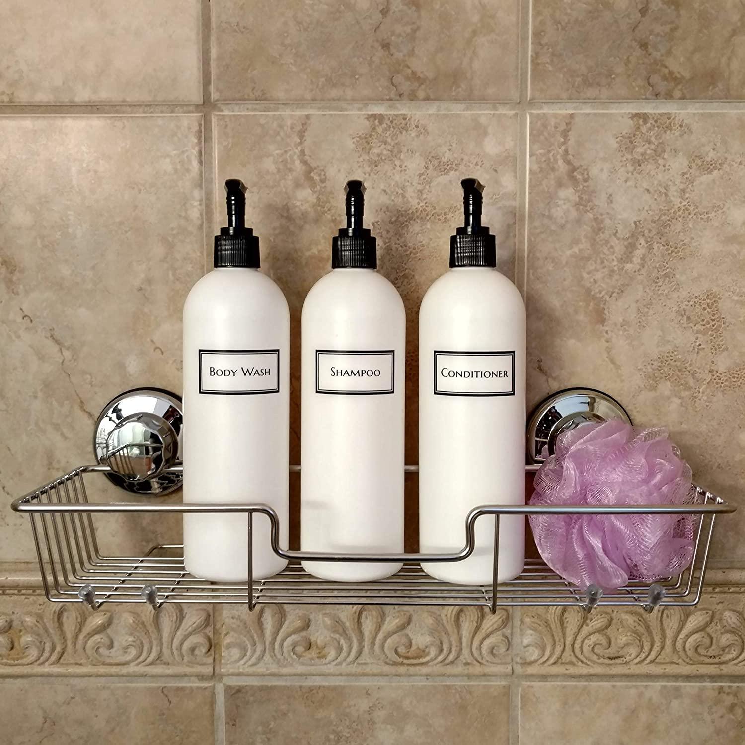 Artanis Home Silkscreened Empty Shower Bottle Set for Shampoo