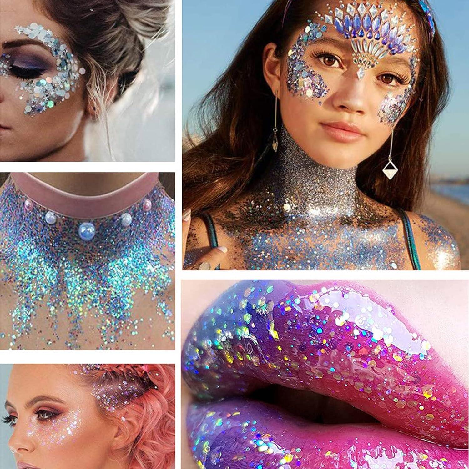 4 Colors Face Body Glitter Gel Set Mermaid Sequins Liquid