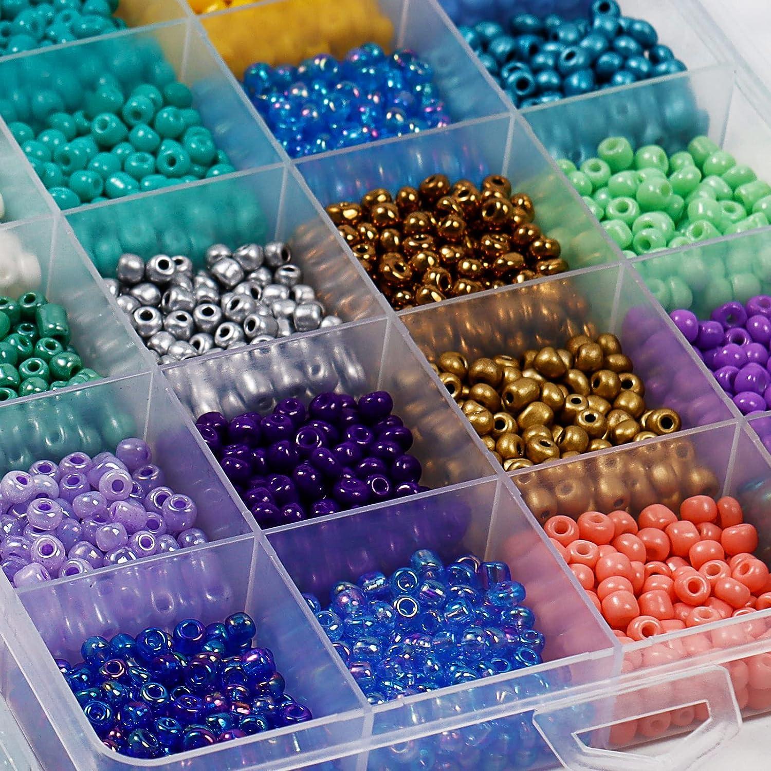 Fieldoo Feildoo Glass Seed Beads, Bracelet Beads Set, Assorted Glass Beads with 7 Grid Plastic Storage Box, Small Round Beads for Jewelry Making, L#003 Beads