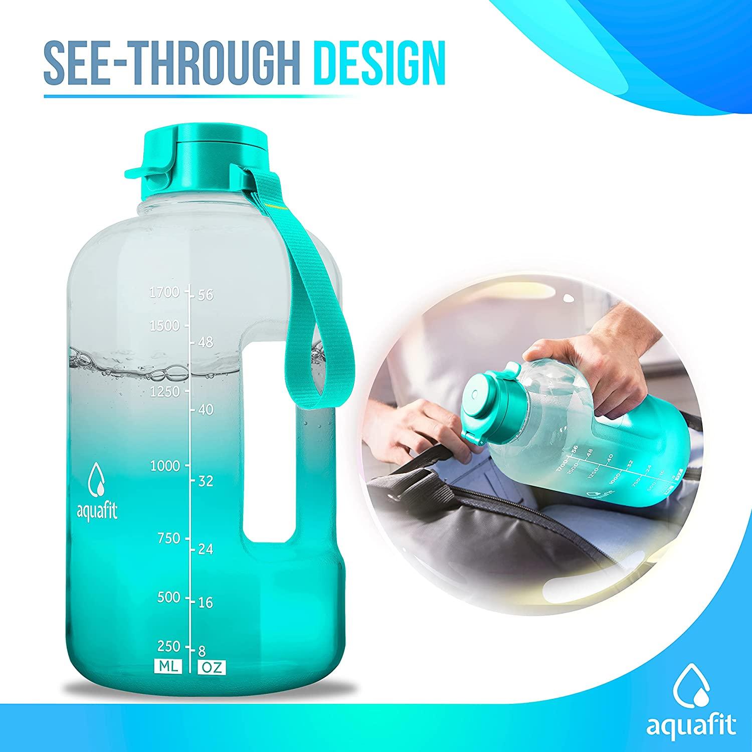 Large Half Gallon/64 Oz Water Bottle, Motivational Big Water Bottles with  Straw